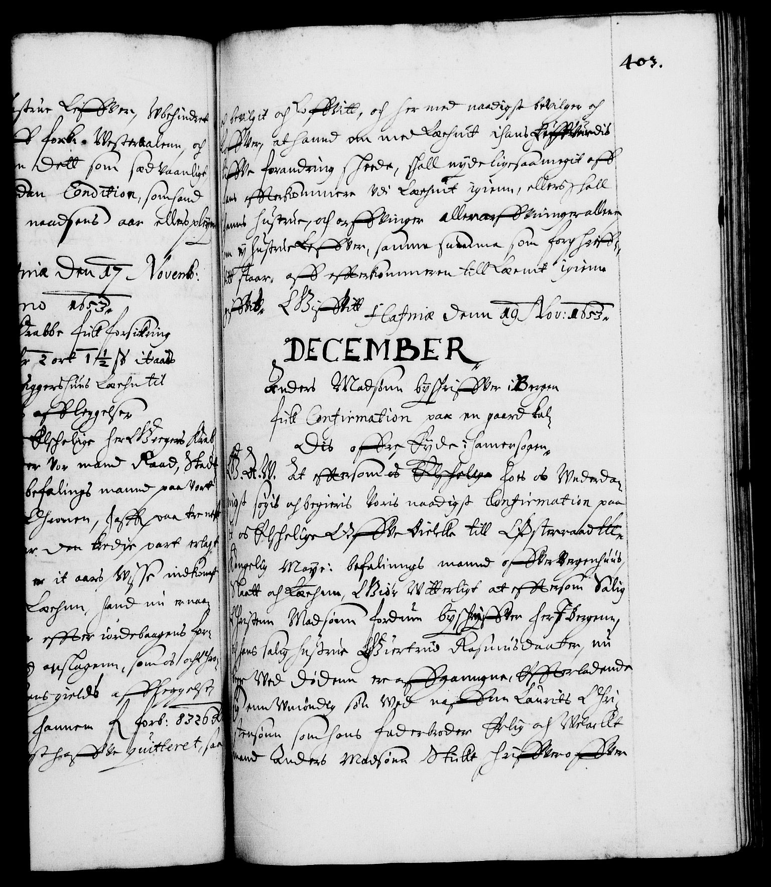 Danske Kanselli 1572-1799, RA/EA-3023/F/Fc/Fca/Fcaa/L0008: Norske registre (mikrofilm), 1651-1656, s. 403a
