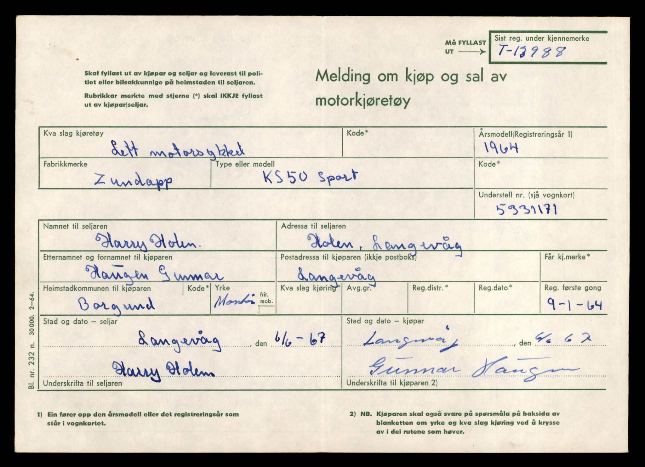 Møre og Romsdal vegkontor - Ålesund trafikkstasjon, AV/SAT-A-4099/F/Fe/L0042: Registreringskort for kjøretøy T 13906 - T 14079, 1927-1998, s. 1181
