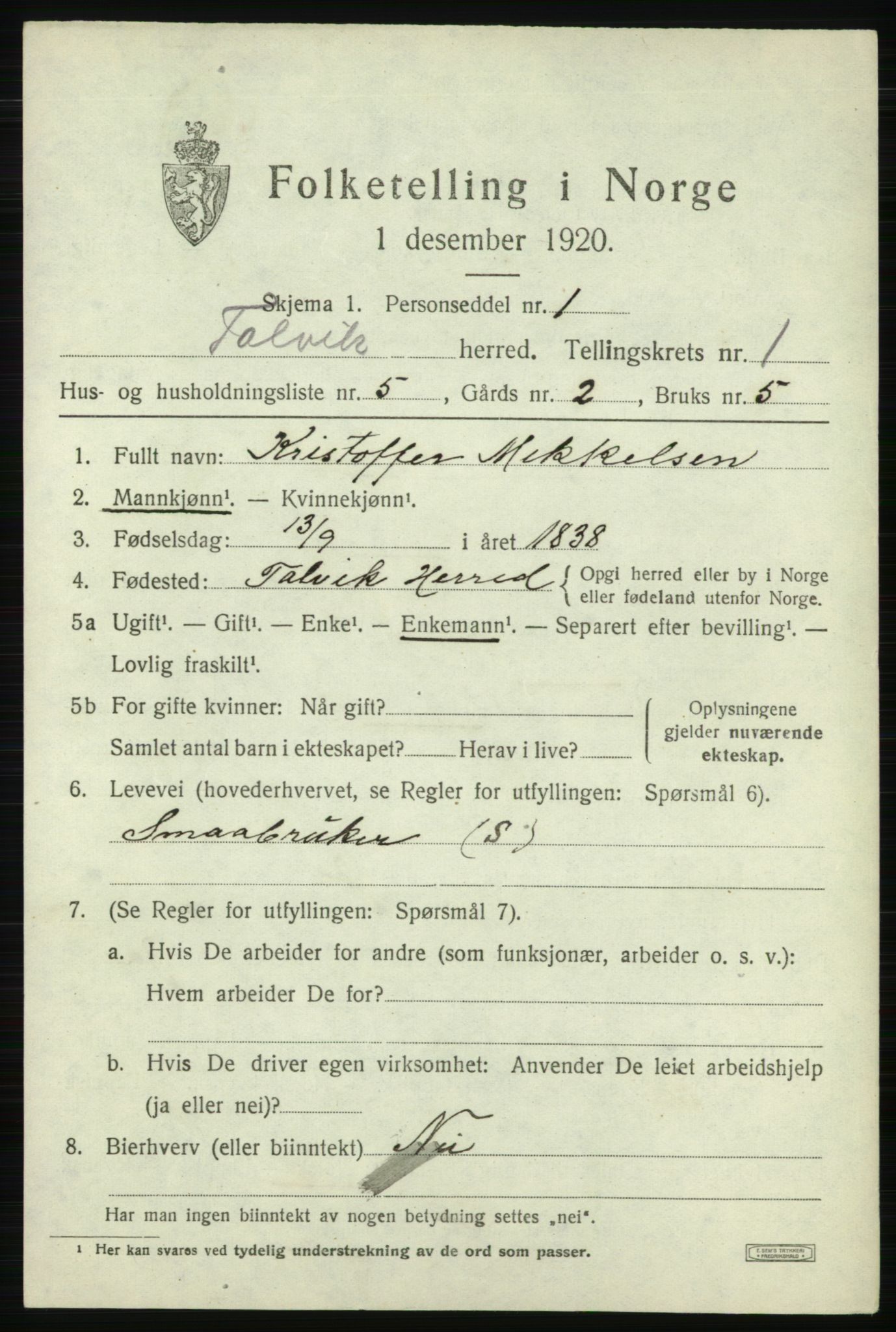 SATØ, Folketelling 1920 for 2013 Talvik herred, 1920, s. 1058