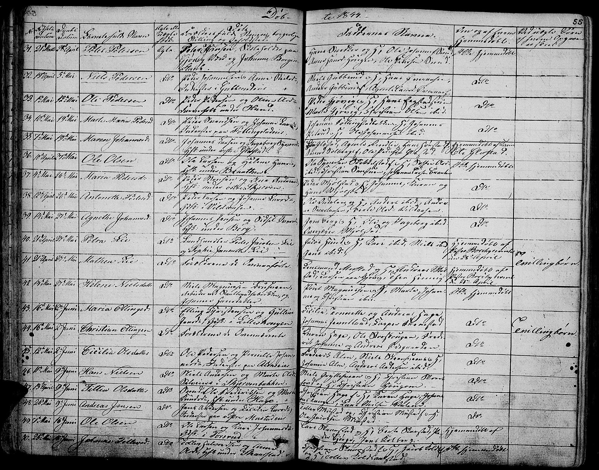 Vardal prestekontor, AV/SAH-PREST-100/H/Ha/Hab/L0004: Klokkerbok nr. 4, 1831-1853, s. 55