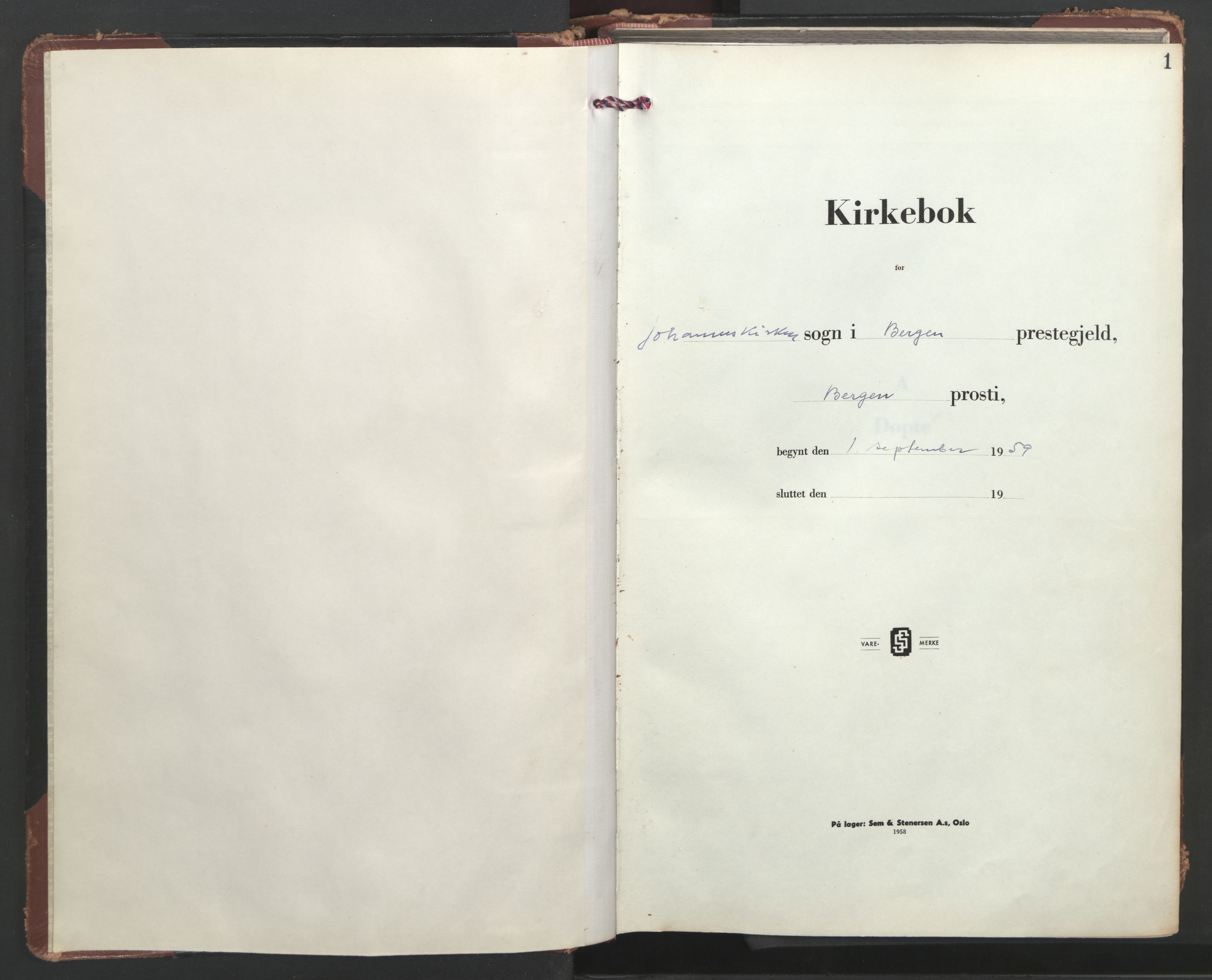 Johanneskirken sokneprestembete, AV/SAB-A-76001/H/Hab: Klokkerbok nr. A 5, 1959-1970, s. 0b-1a