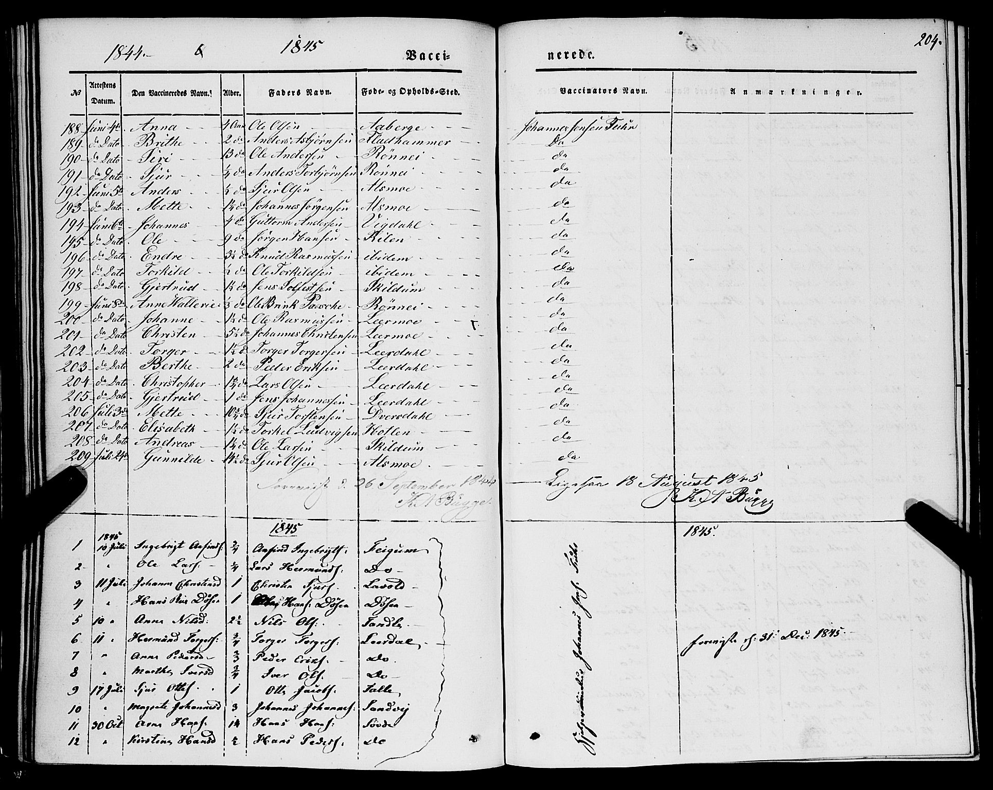 Luster sokneprestembete, AV/SAB-A-81101/H/Haa/Haaa/L0006: Ministerialbok nr. A 6, 1840-1848, s. 204