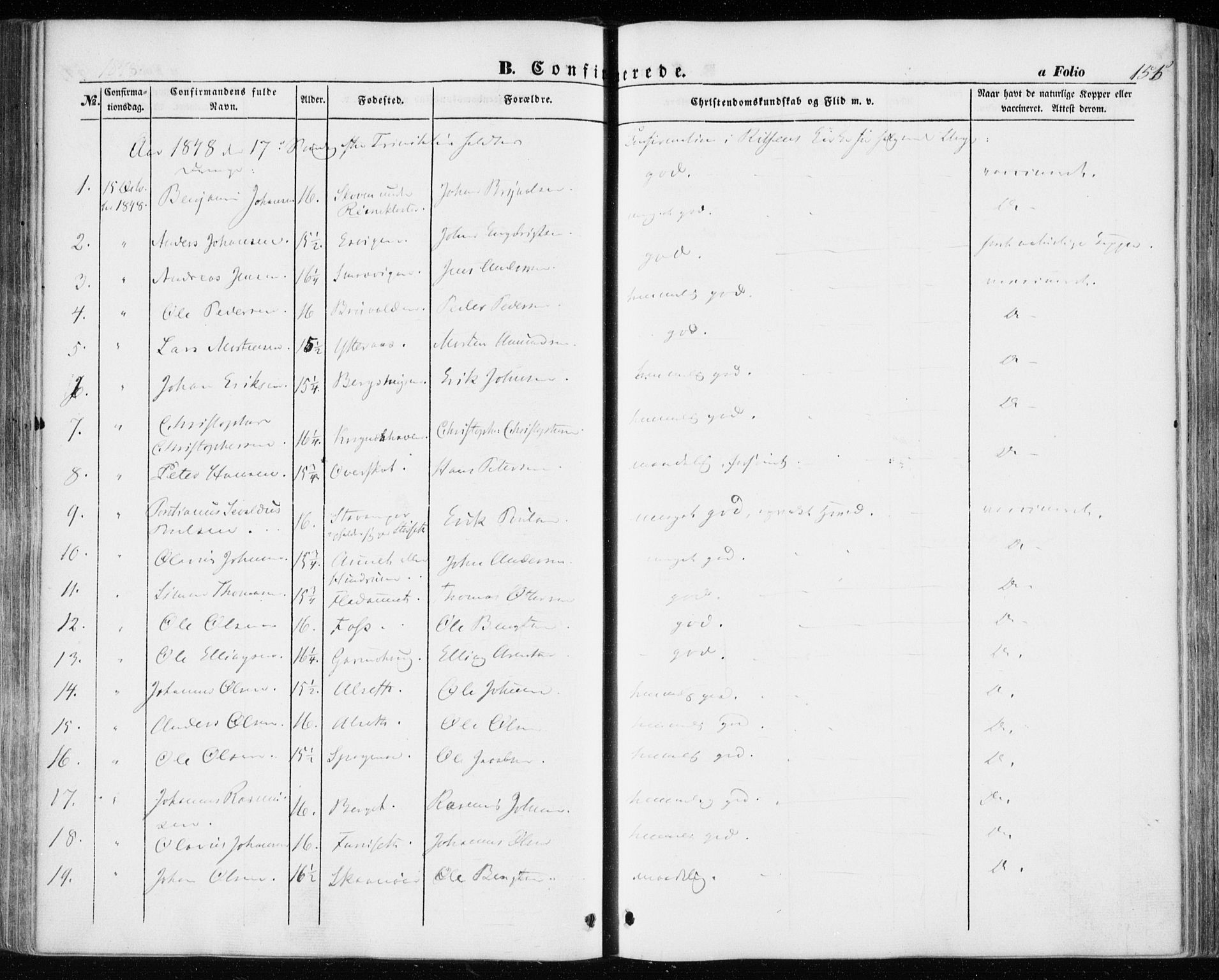 Ministerialprotokoller, klokkerbøker og fødselsregistre - Sør-Trøndelag, SAT/A-1456/646/L0611: Ministerialbok nr. 646A09, 1848-1857, s. 155