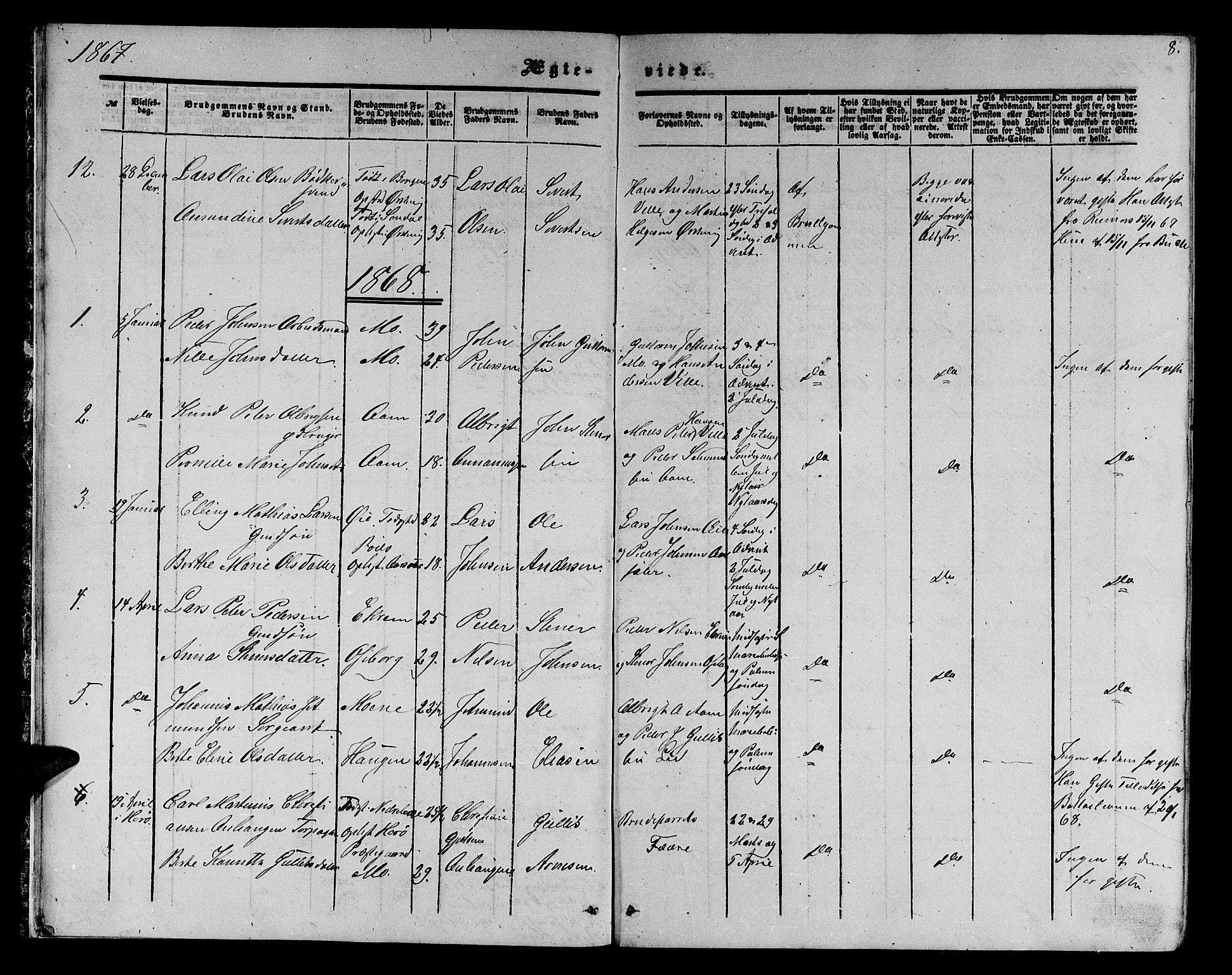 Ministerialprotokoller, klokkerbøker og fødselsregistre - Møre og Romsdal, AV/SAT-A-1454/513/L0188: Klokkerbok nr. 513C02, 1865-1882, s. 8