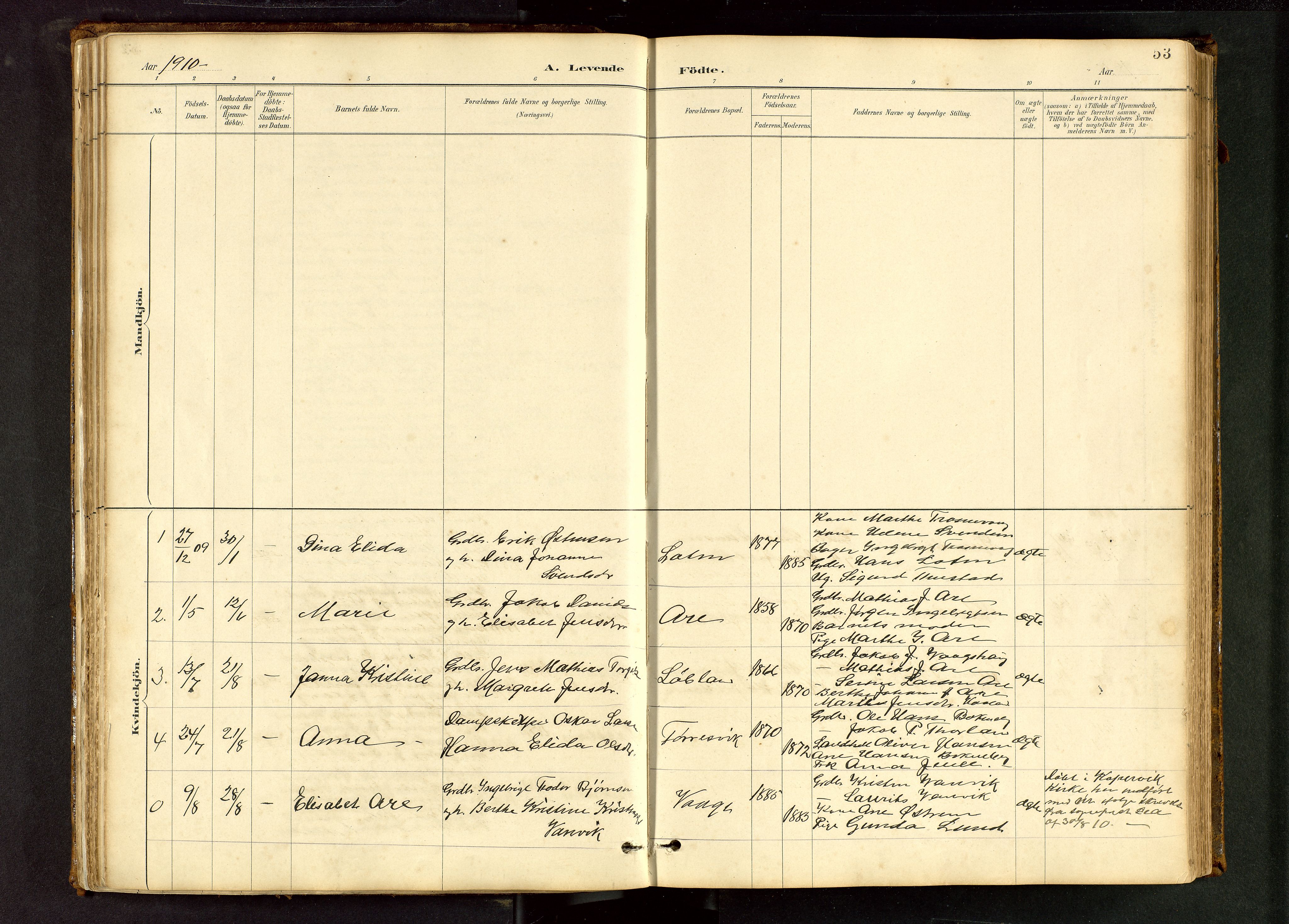 Tysvær sokneprestkontor, AV/SAST-A -101864/H/Ha/Hab/L0005: Klokkerbok nr. B 5, 1887-1947, s. 53