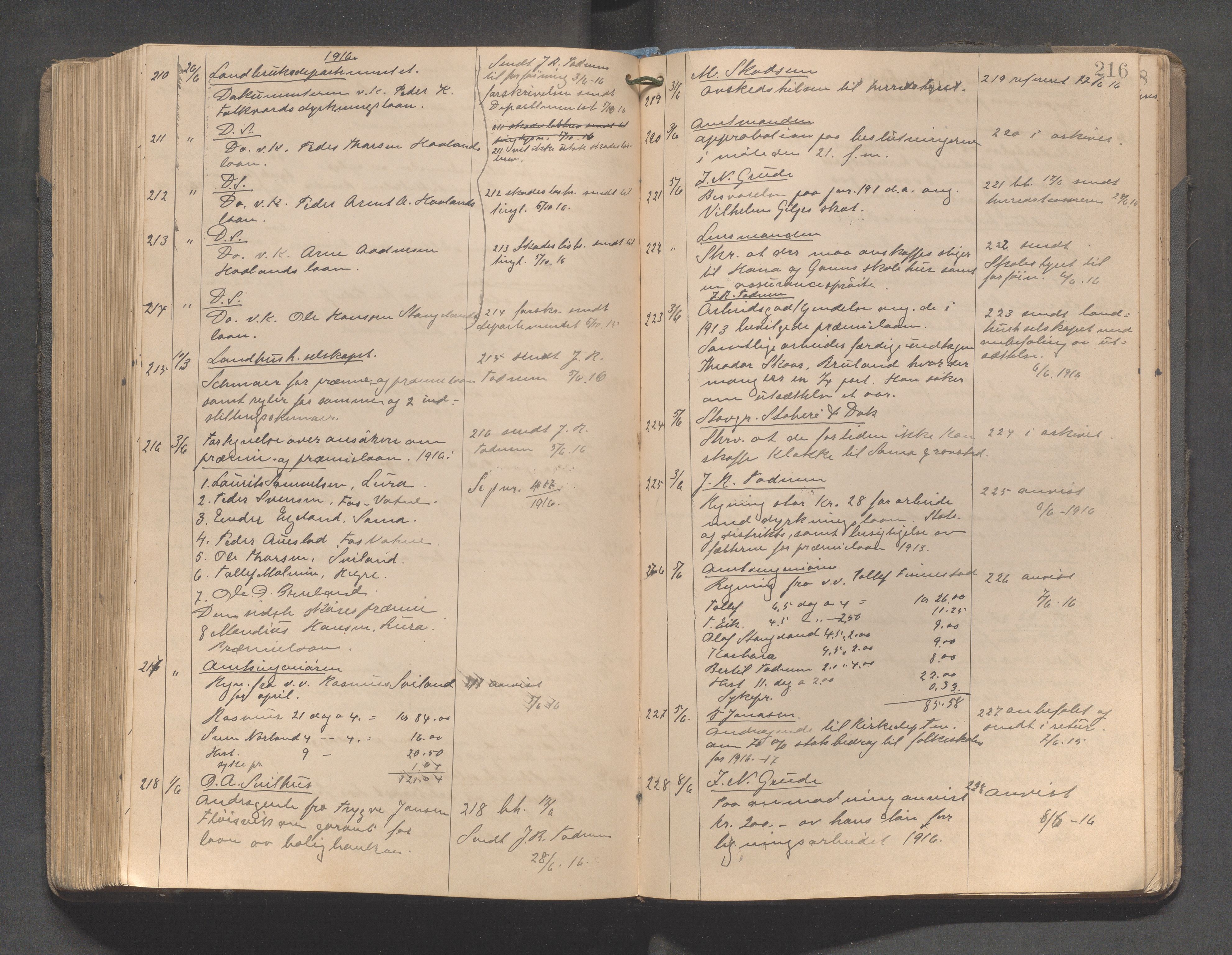 Høyland kommune - Formannskapet, IKAR/K-100046/C/L0003: Journal, 1904-1917, s. 216