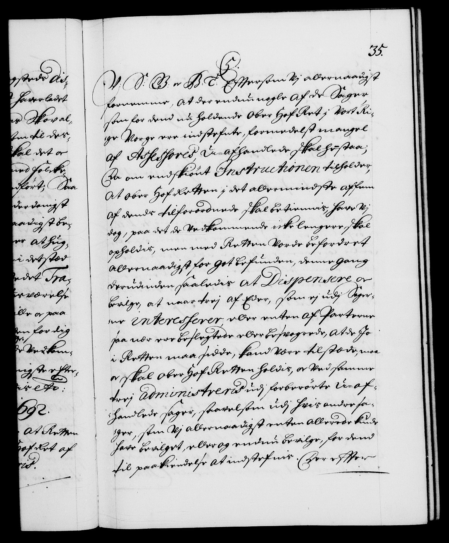 Danske Kanselli 1572-1799, AV/RA-EA-3023/F/Fc/Fca/Fcab/L0015: Norske tegnelser (mikrofilm), 1692-1699, s. 35a