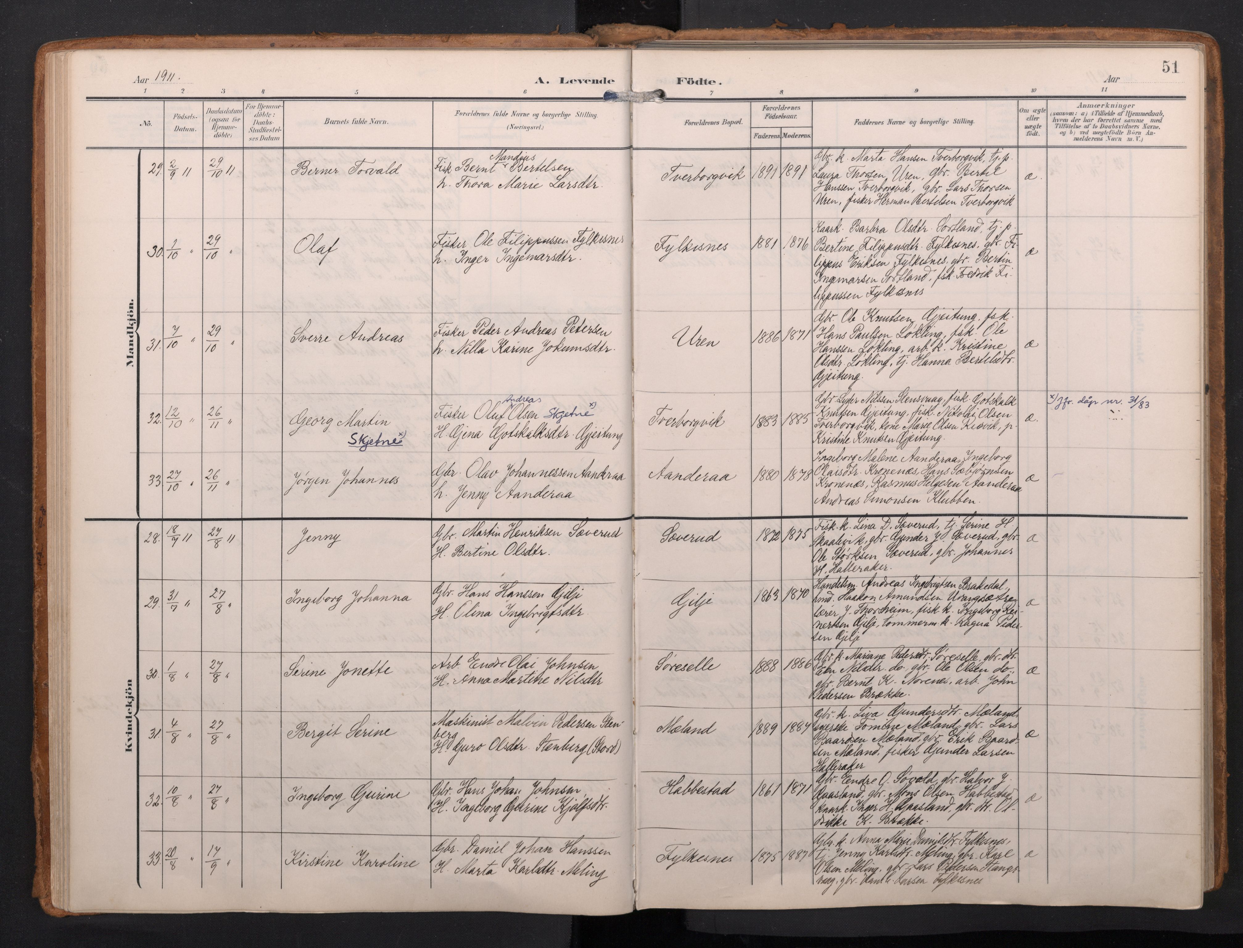 Finnås sokneprestembete, AV/SAB-A-99925/H/Ha/Haa/Haac/L0003: Ministerialbok nr. C 3, 1905-1917, s. 51