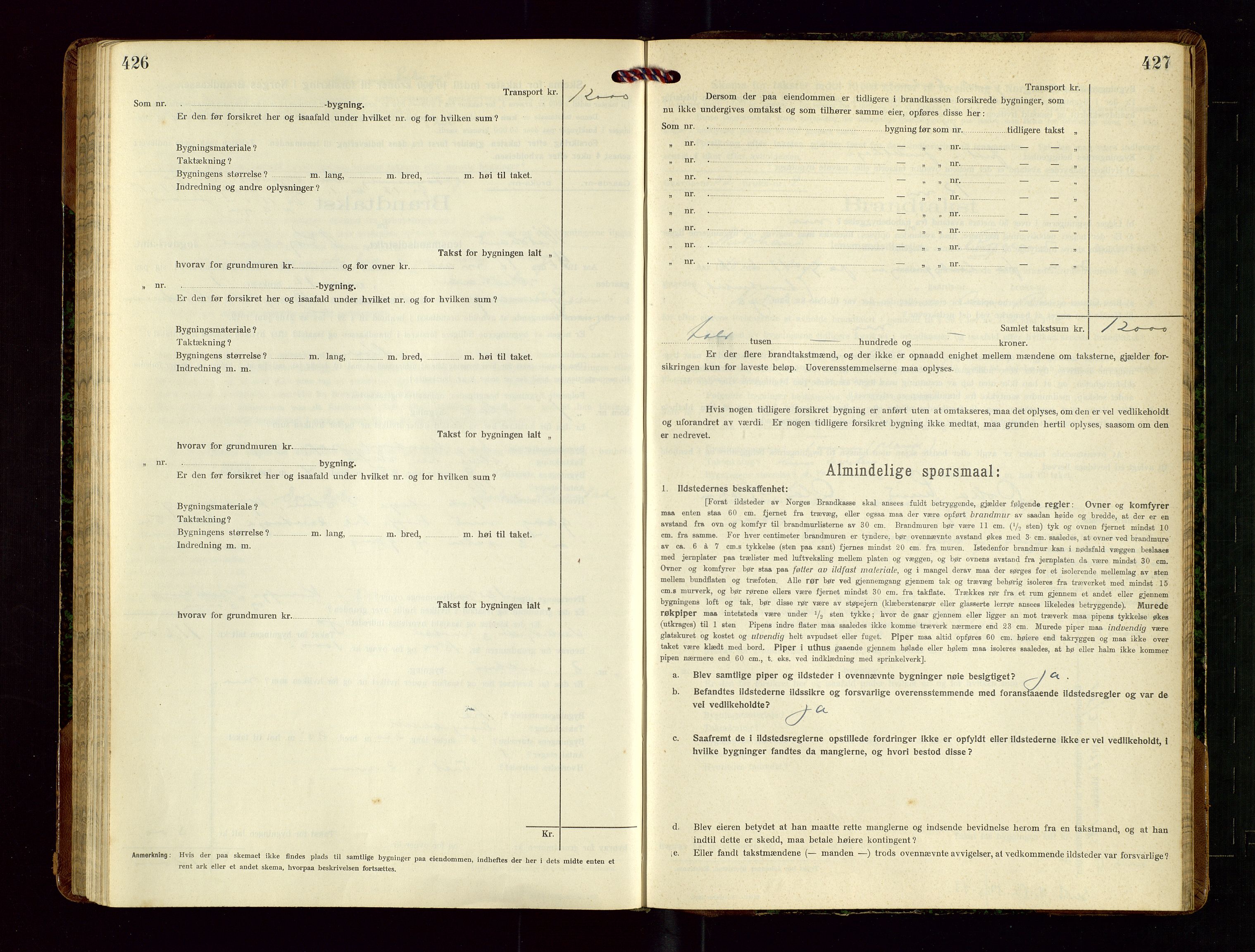 Nedstrand lensmannskontor, SAST/A-100236/Gob/L0002: "Brandtakstprotokol for Nerstrand lensmandsdistrikt Rogaland Fylke", 1916-1949, s. 426-427