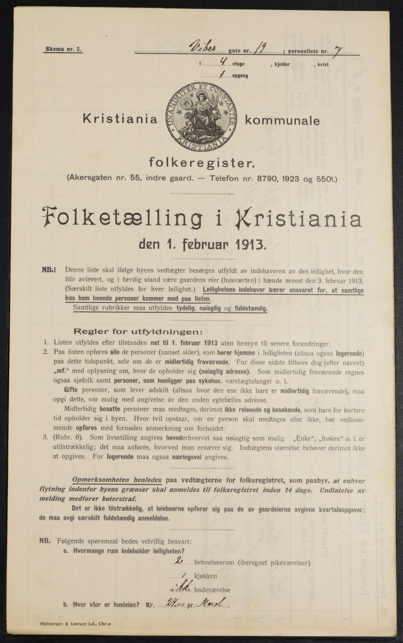 OBA, Kommunal folketelling 1.2.1913 for Kristiania, 1913, s. 123109