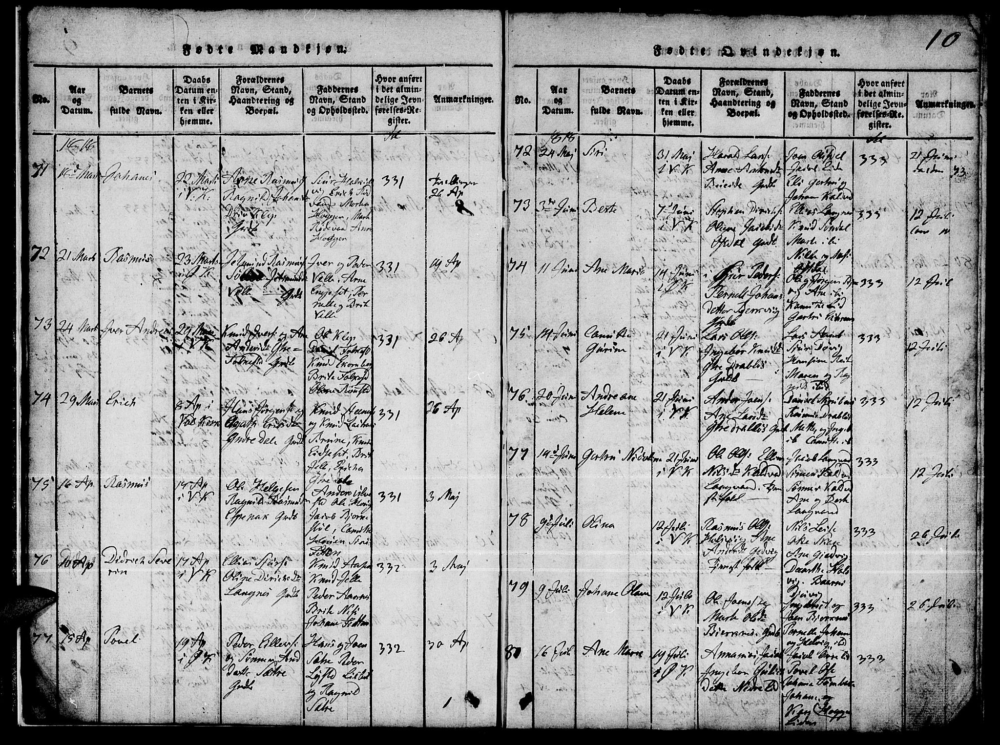 Ministerialprotokoller, klokkerbøker og fødselsregistre - Møre og Romsdal, AV/SAT-A-1454/511/L0155: Klokkerbok nr. 511C01, 1817-1829, s. 10