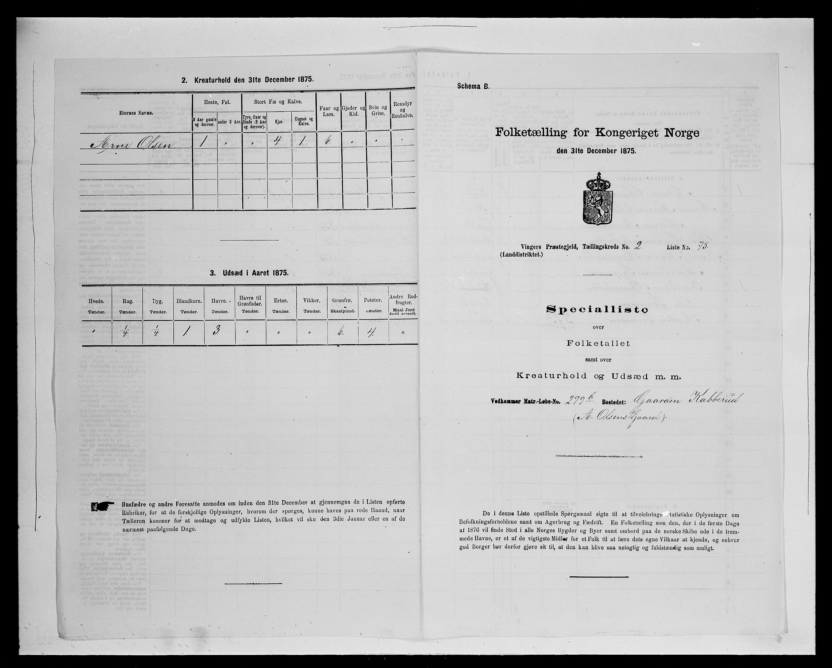 SAH, Folketelling 1875 for 0421L Vinger prestegjeld, Vinger sokn og Austmarka sokn, 1875, s. 370