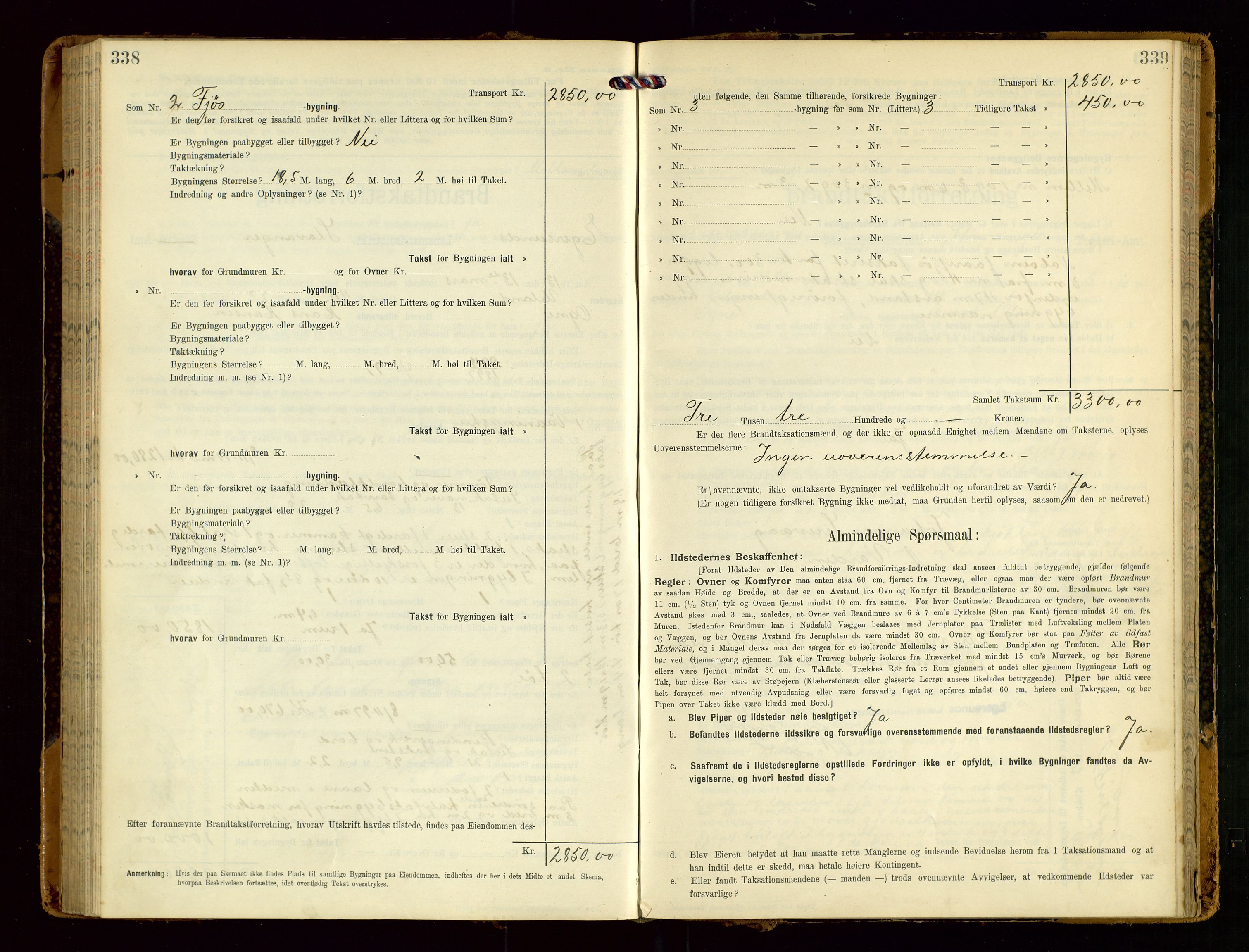 Eigersund lensmannskontor, SAST/A-100171/Gob/L0002: "Brandtakstprotokol", 1910-1916, s. 338-339