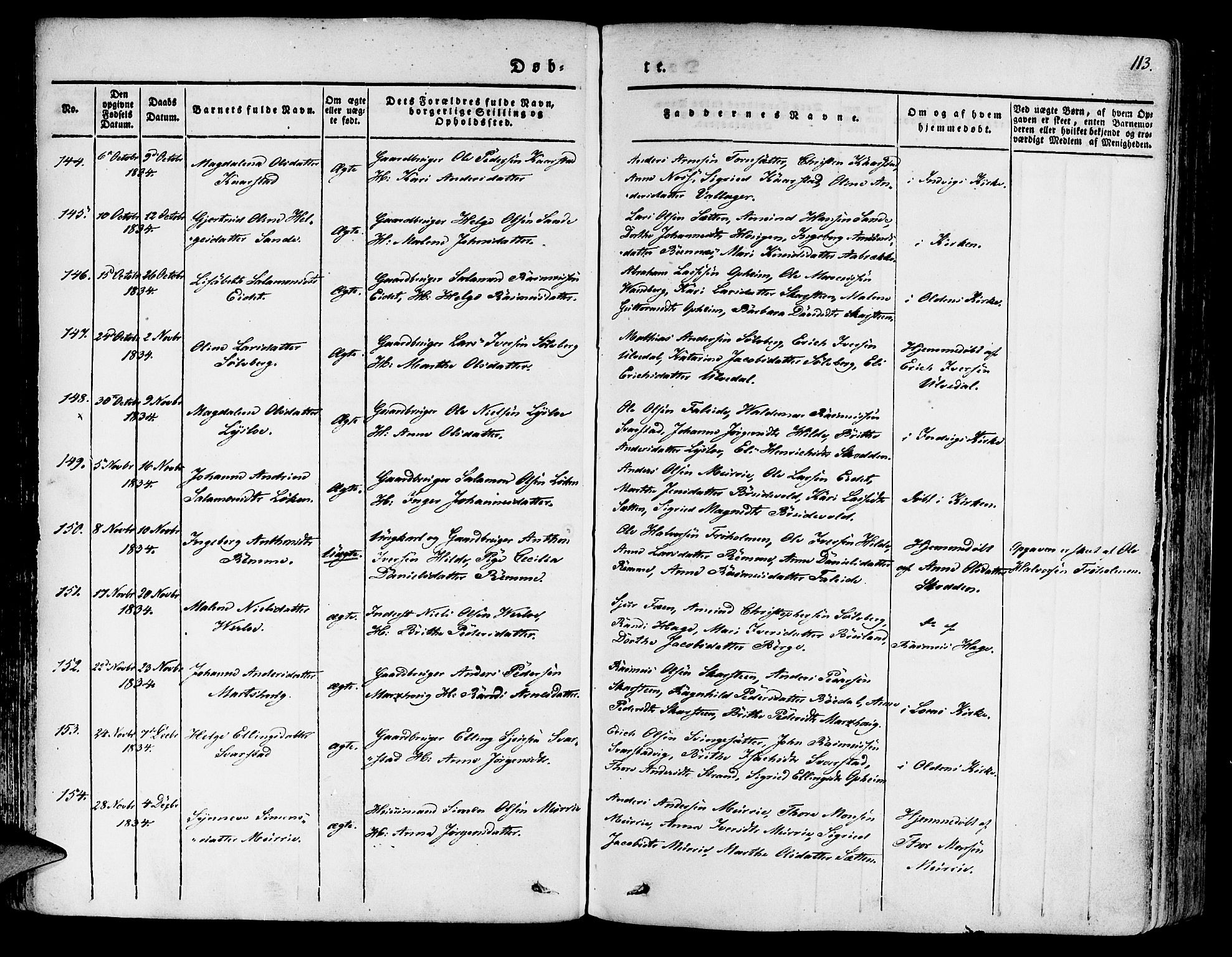 Innvik sokneprestembete, SAB/A-80501: Ministerialbok nr. A 4I, 1831-1846, s. 113