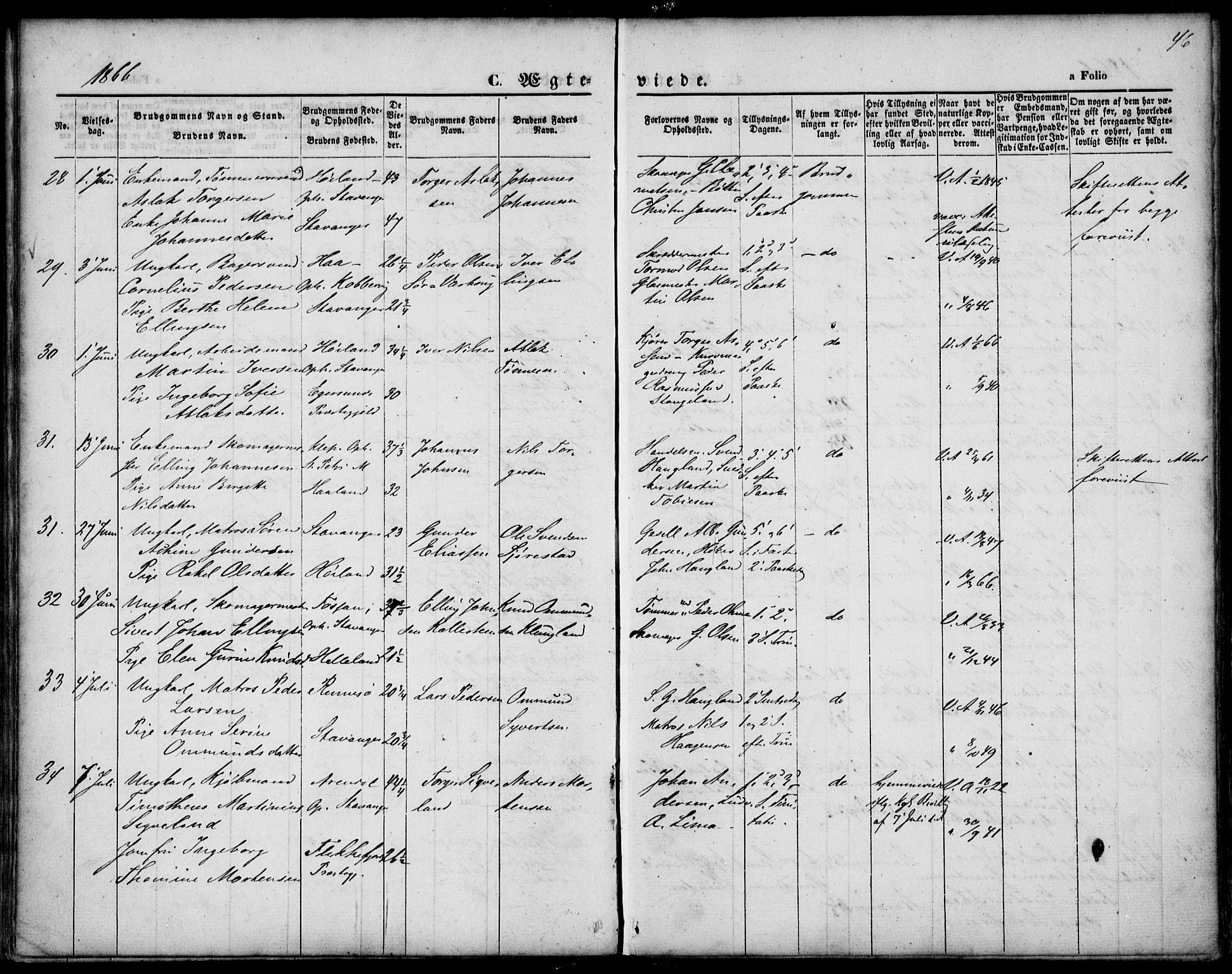St. Petri sokneprestkontor, AV/SAST-A-101813/001/30/30BA/L0002: Ministerialbok nr. A 2, 1861-1869, s. 46