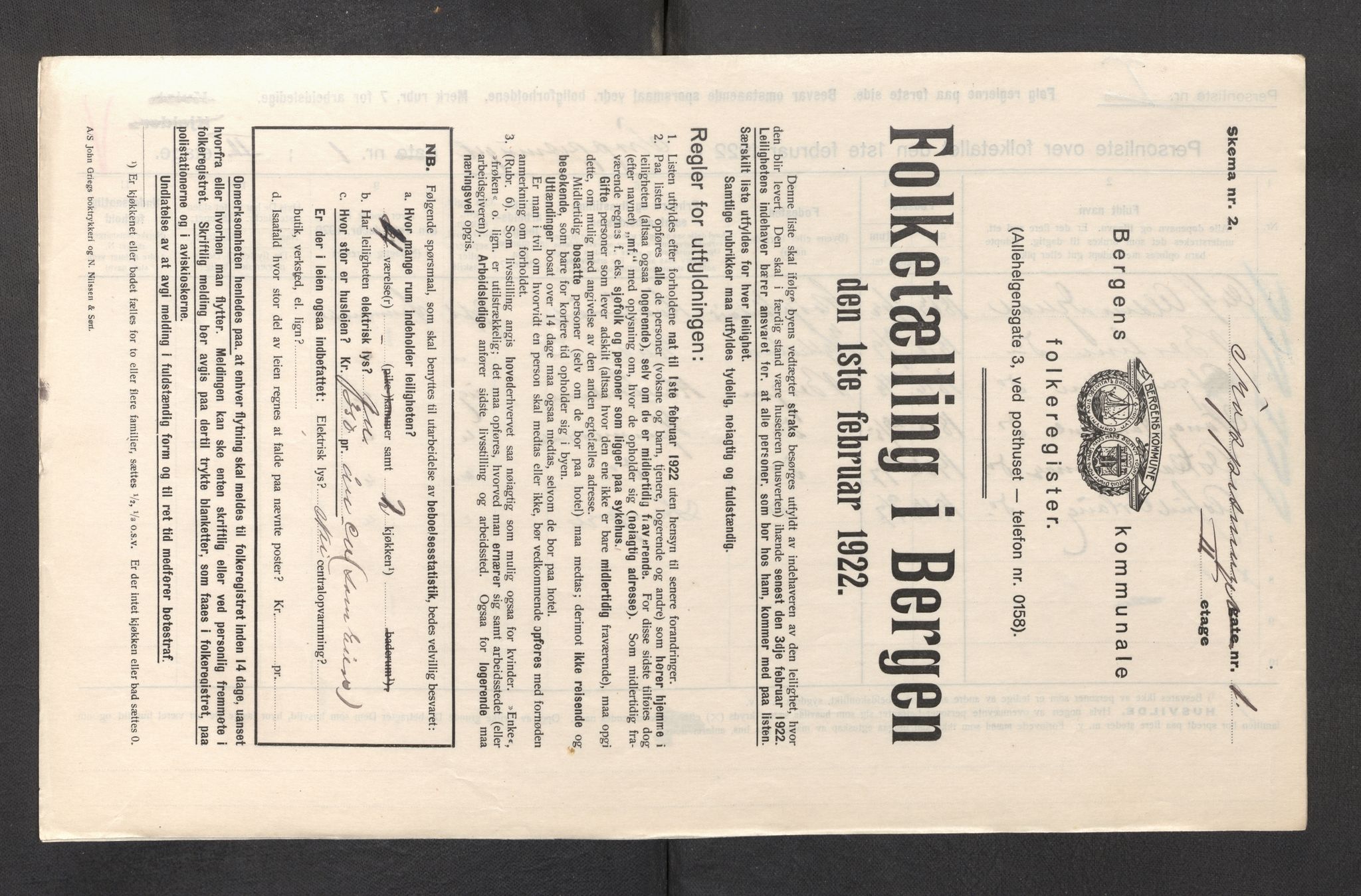 SAB, Kommunal folketelling 1922 for Bergen kjøpstad, 1922, s. 44957