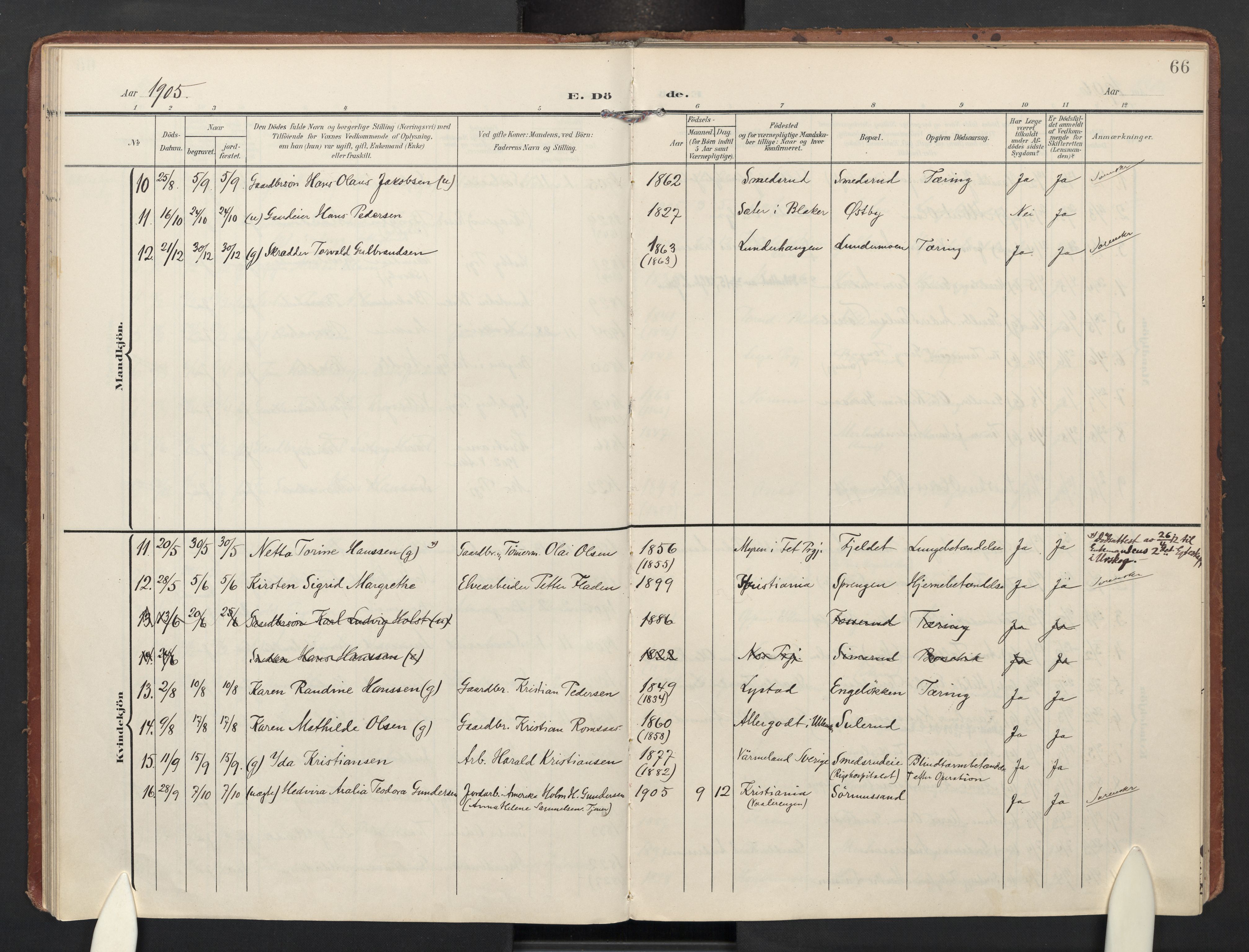 Sørum prestekontor Kirkebøker, AV/SAO-A-10303/F/Fa/L0009: Ministerialbok nr. I 9, 1905-1931, s. 66