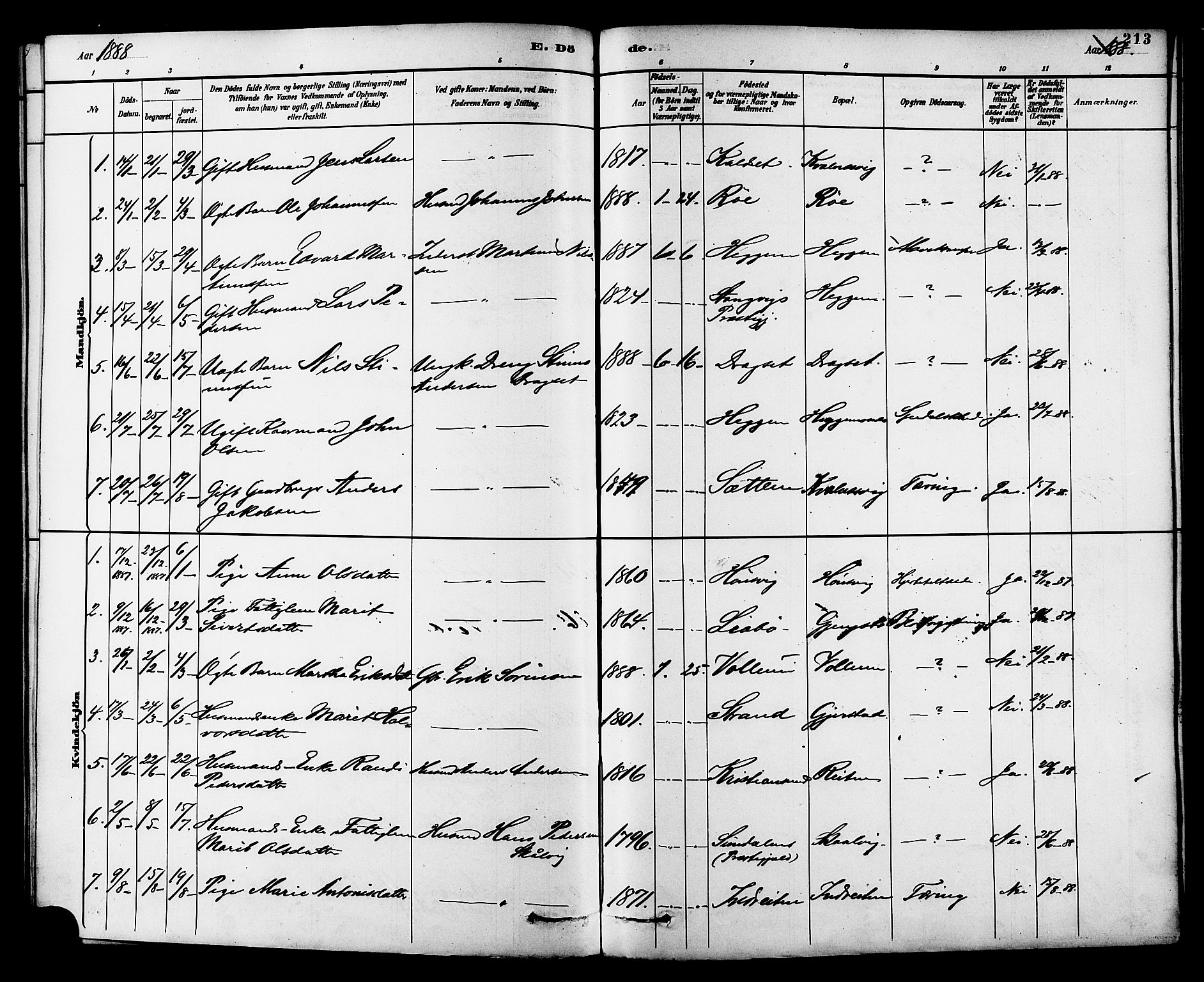 Ministerialprotokoller, klokkerbøker og fødselsregistre - Møre og Romsdal, AV/SAT-A-1454/576/L0885: Ministerialbok nr. 576A03, 1880-1898, s. 213