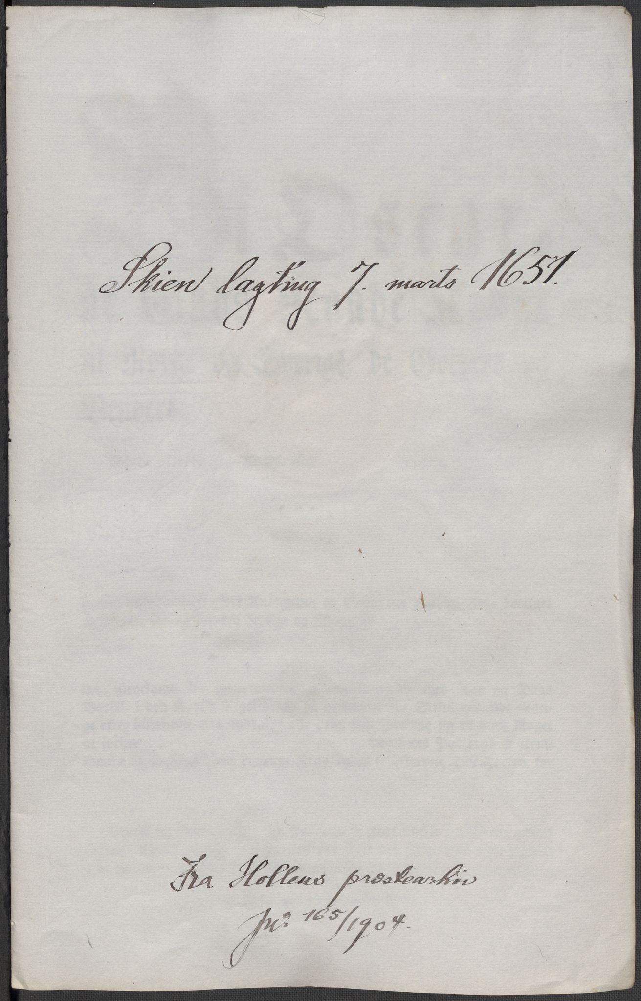 Riksarkivets diplomsamling, AV/RA-EA-5965/F15/L0026: Prestearkiv - Telemark, 1575-1838, s. 41