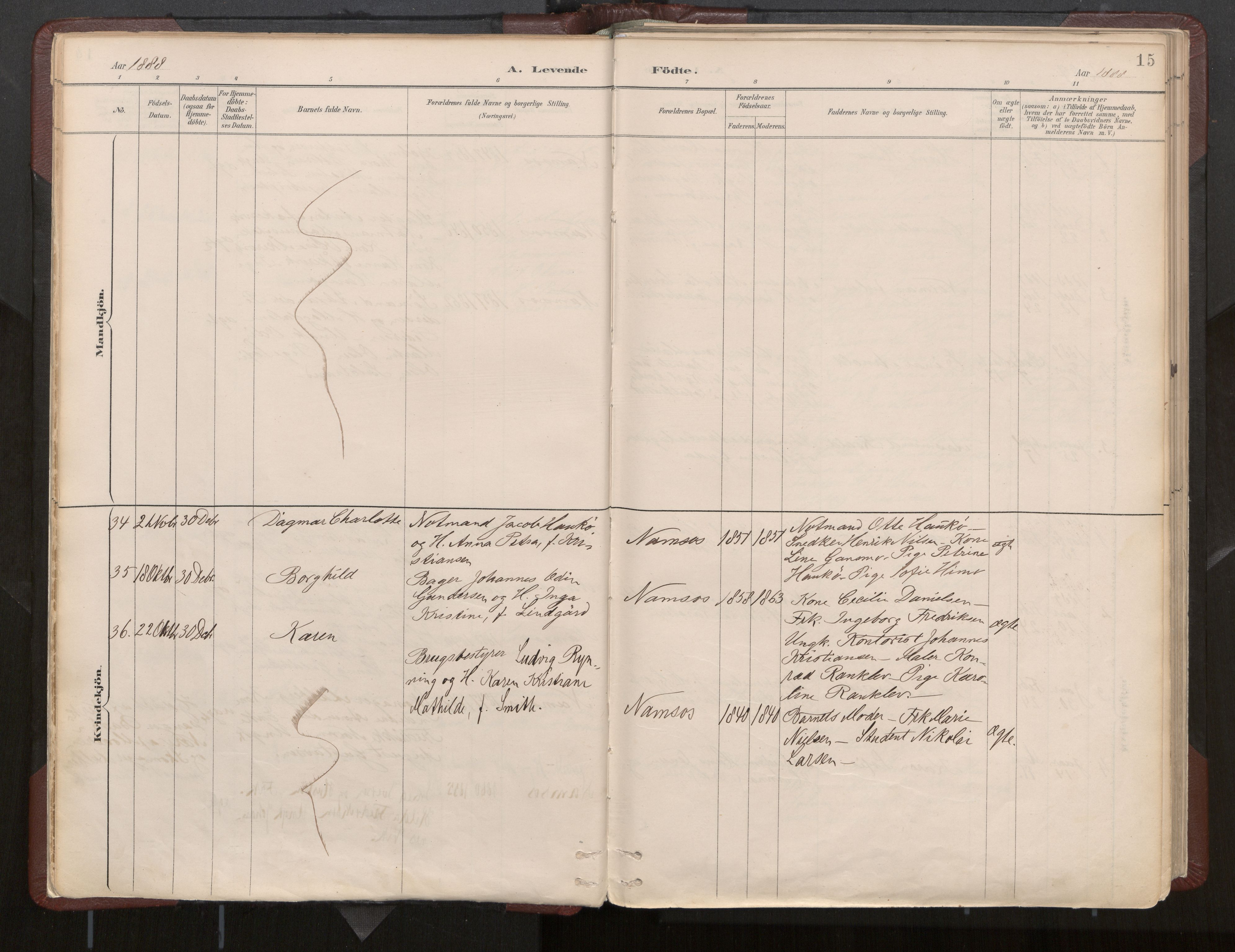 Ministerialprotokoller, klokkerbøker og fødselsregistre - Nord-Trøndelag, SAT/A-1458/768/L0574: Ministerialbok nr. 768A08, 1887-1927, s. 15