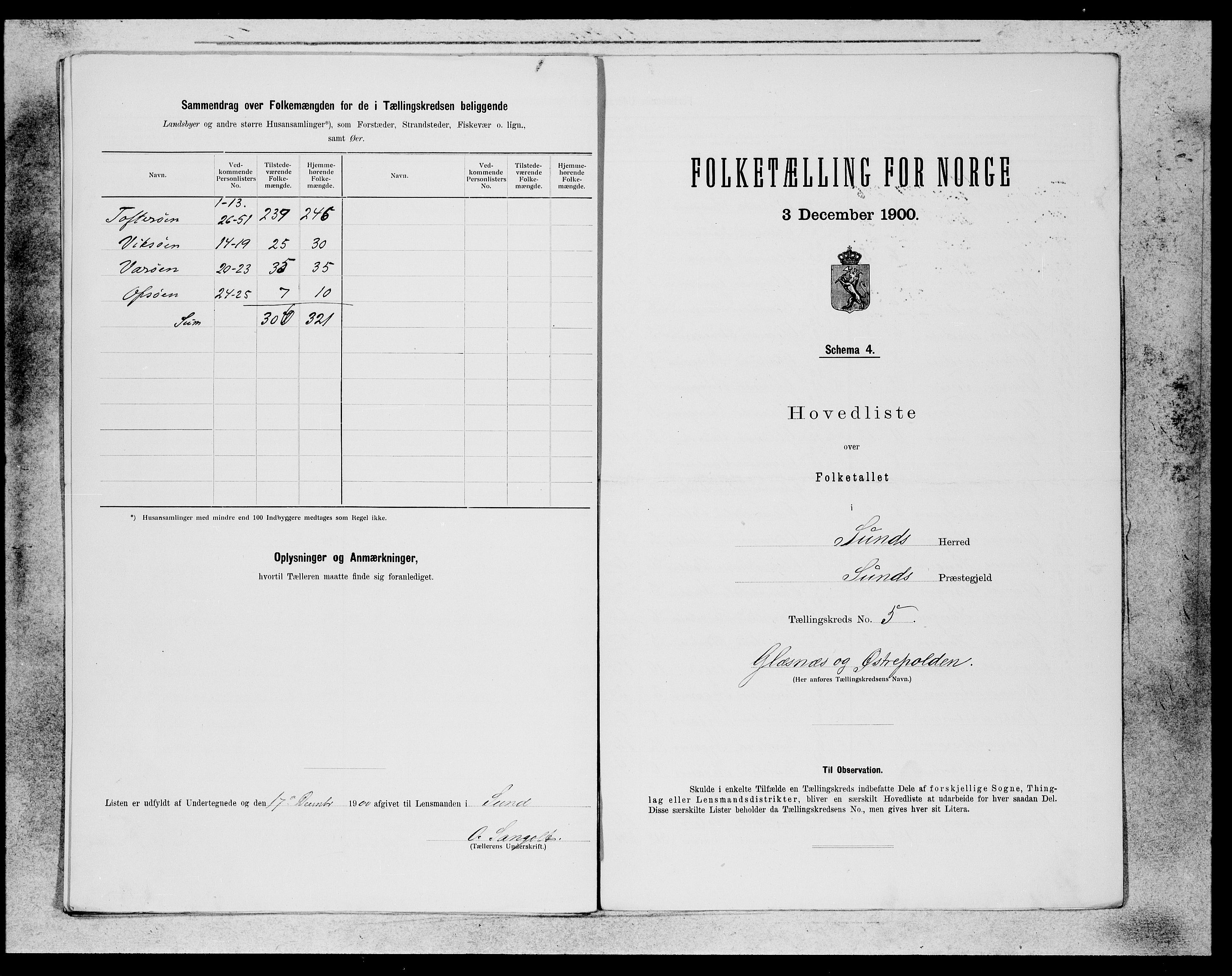 SAB, Folketelling 1900 for 1245 Sund herred, 1900, s. 9