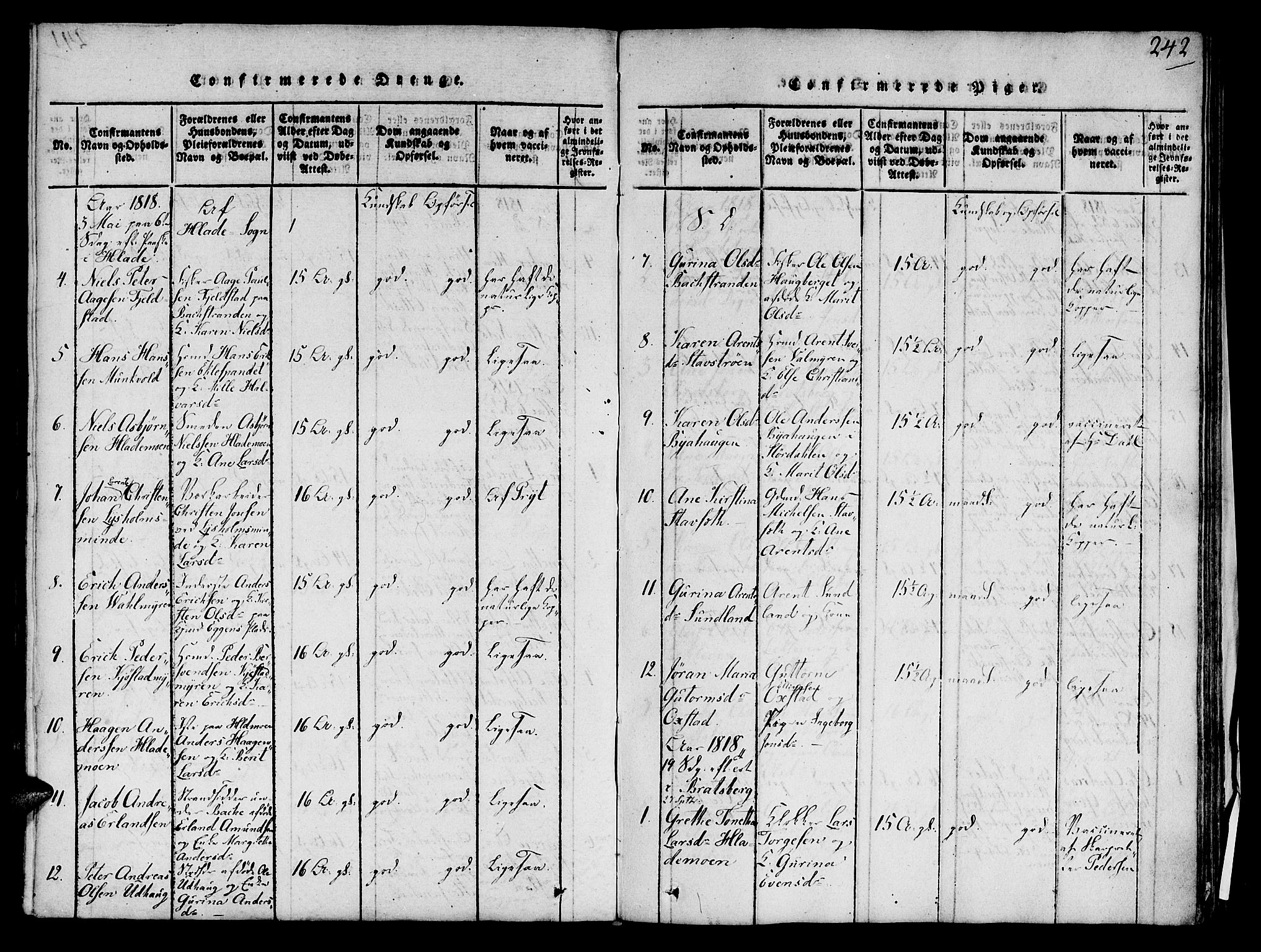 Ministerialprotokoller, klokkerbøker og fødselsregistre - Sør-Trøndelag, SAT/A-1456/606/L0283: Ministerialbok nr. 606A03 /1, 1818-1823, s. 242