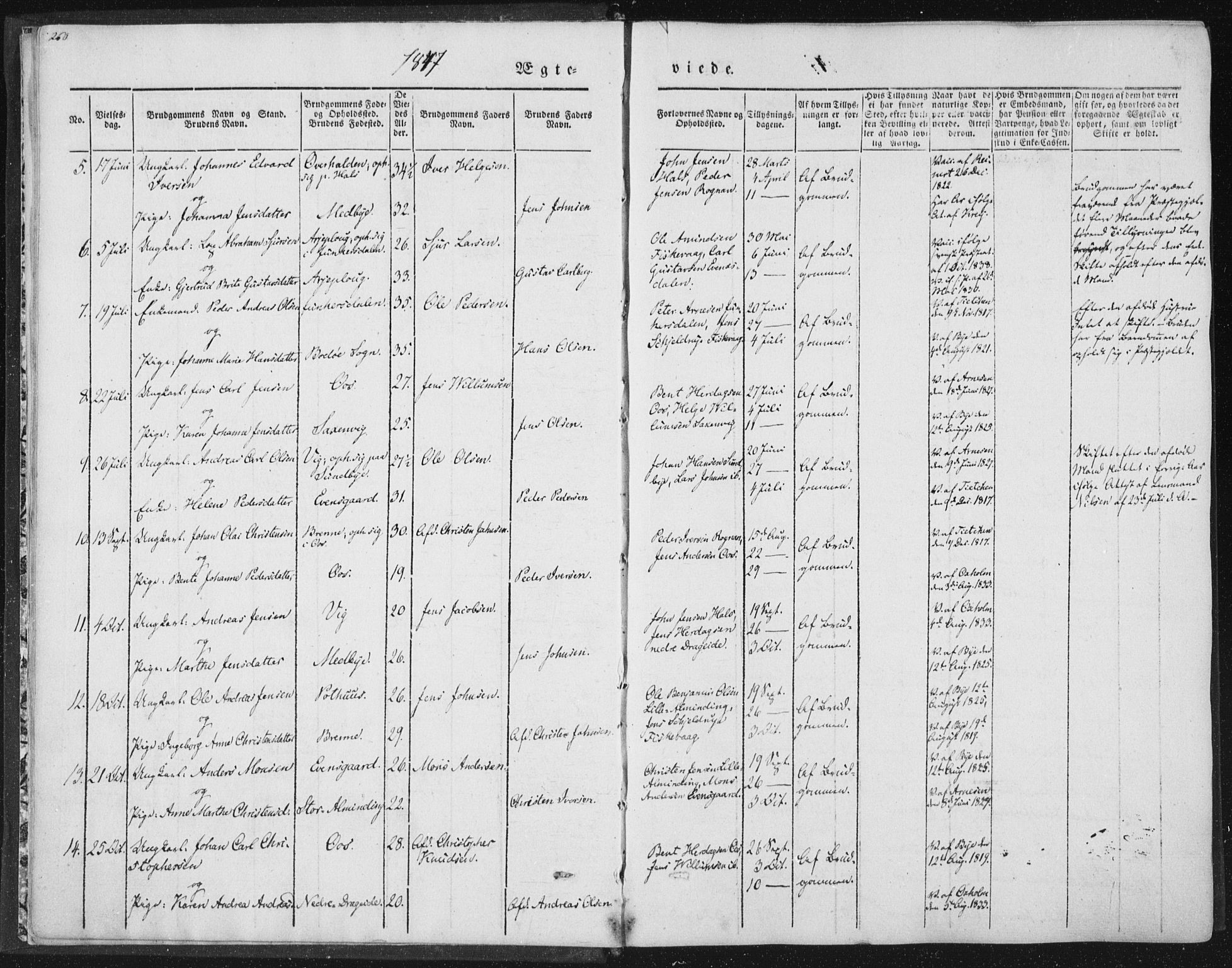 Ministerialprotokoller, klokkerbøker og fødselsregistre - Nordland, AV/SAT-A-1459/847/L0667: Ministerialbok nr. 847A07, 1842-1871, s. 260