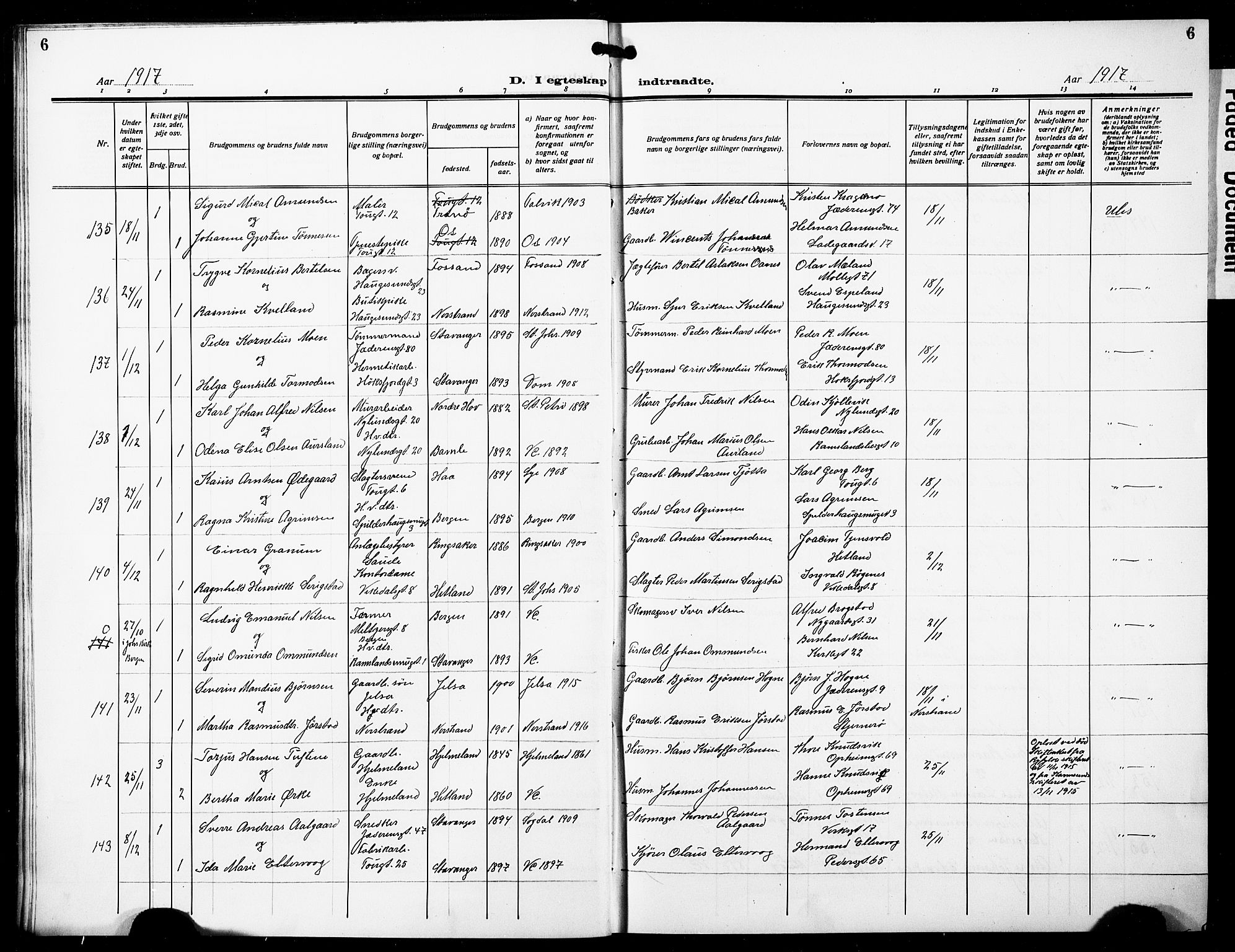 St. Johannes sokneprestkontor, AV/SAST-A-101814/001/30/30BB/L0007: Klokkerbok nr. B 7, 1917-1932, s. 6