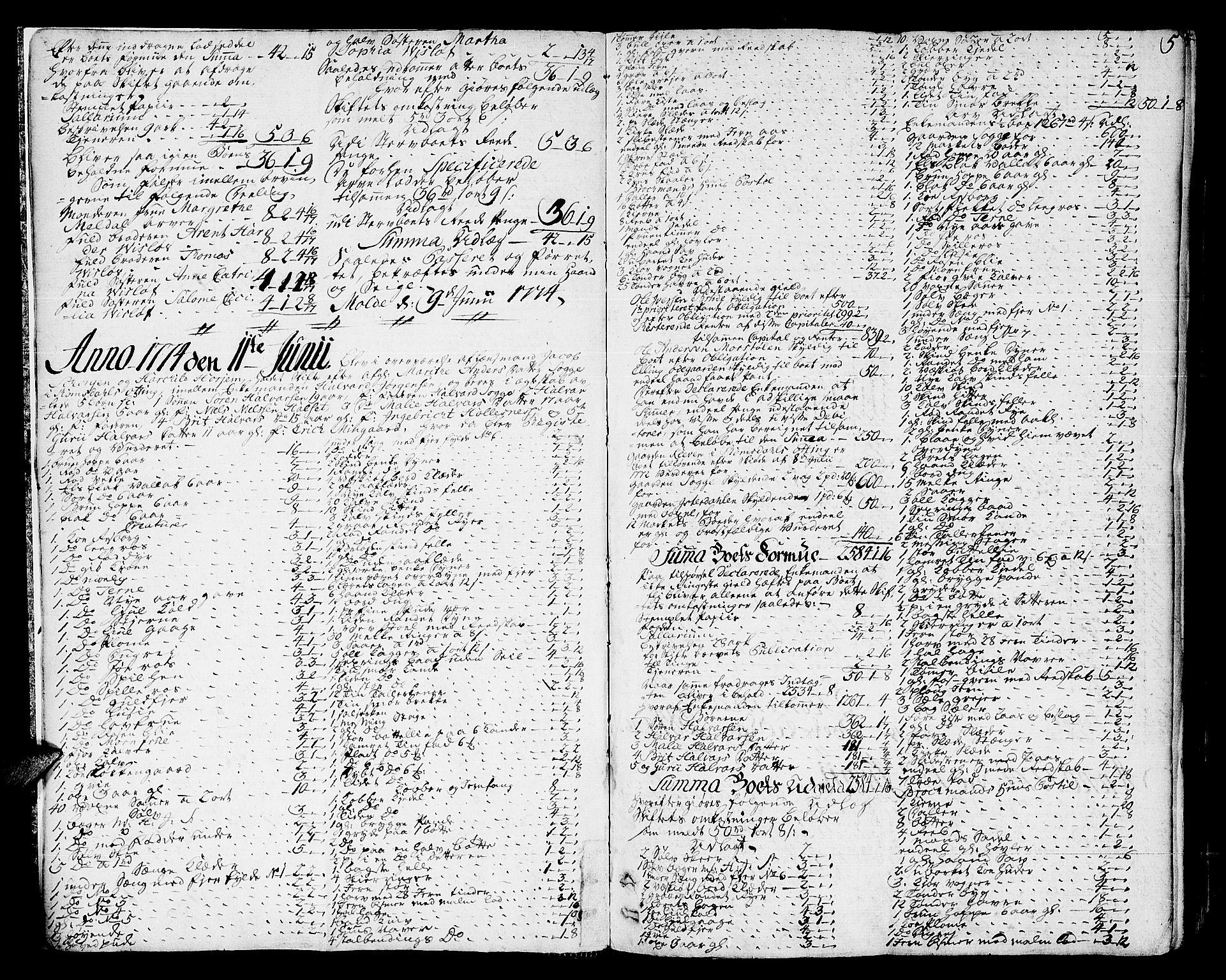 Romsdal sorenskriveri, AV/SAT-A-4149/1/3/3A/L0010: Skifteprotokoll, 1774-1782, s. 4b-5a