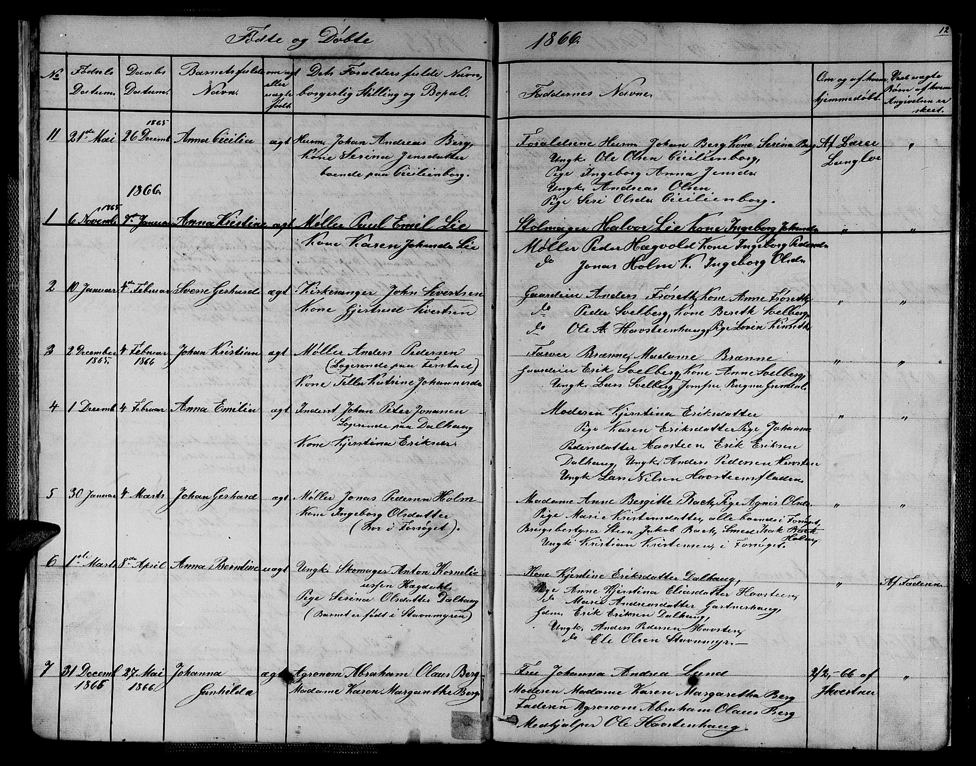 Ministerialprotokoller, klokkerbøker og fødselsregistre - Sør-Trøndelag, SAT/A-1456/611/L0353: Klokkerbok nr. 611C01, 1854-1881, s. 12