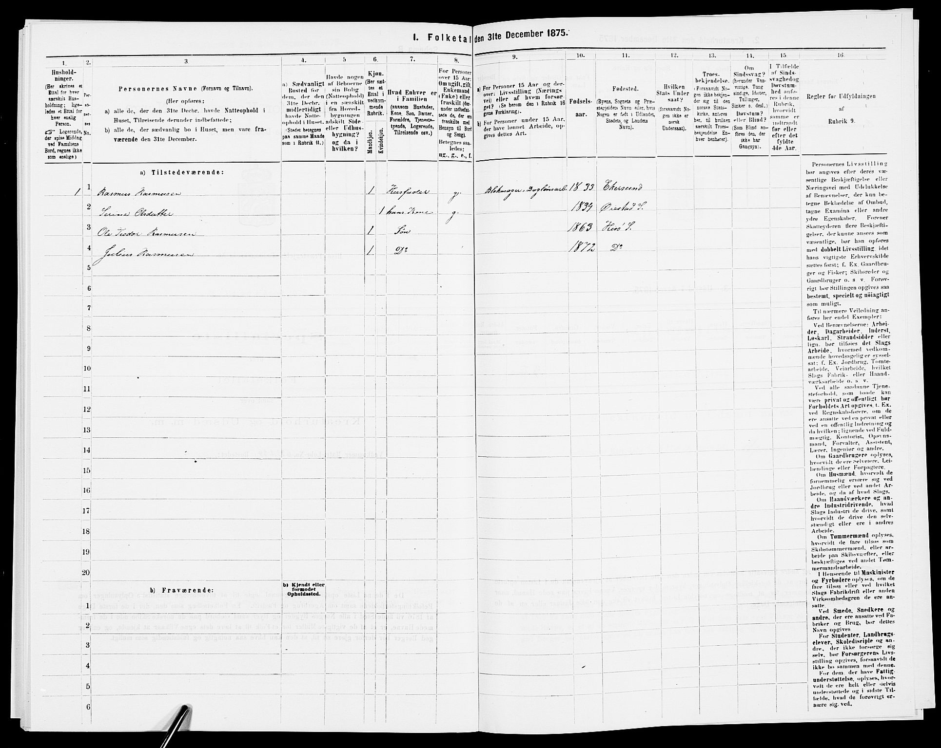 SAK, Folketelling 1875 for 0922P Hisøy prestegjeld, 1875, s. 713