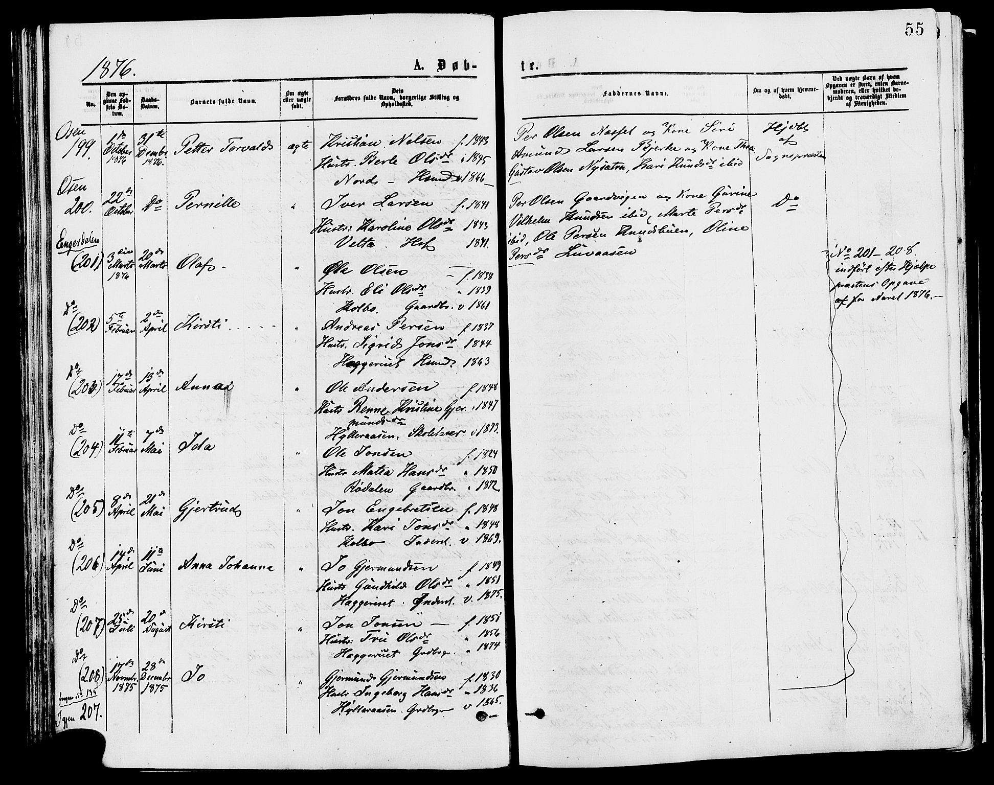 Trysil prestekontor, AV/SAH-PREST-046/H/Ha/Haa/L0007: Ministerialbok nr. 7, 1874-1880, s. 55