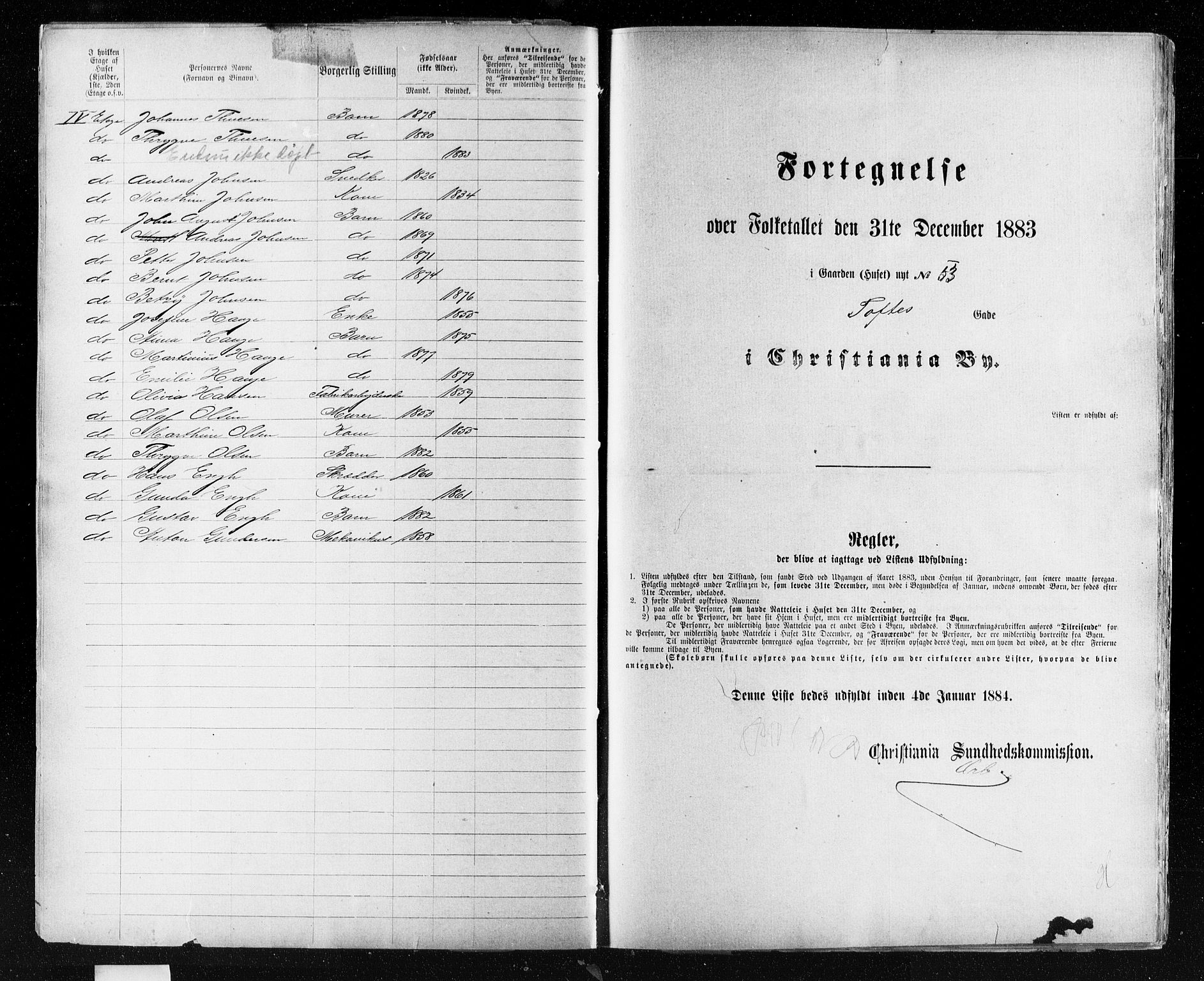 OBA, Kommunal folketelling 31.12.1883 for Kristiania kjøpstad, 1883, s. 4778