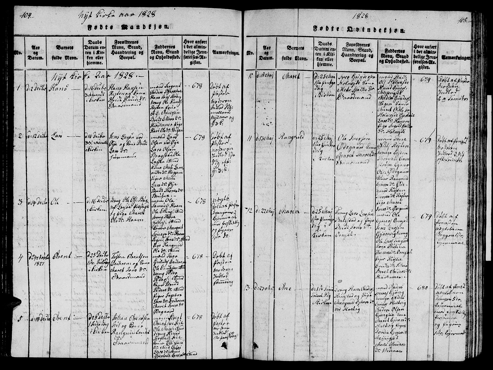 Ministerialprotokoller, klokkerbøker og fødselsregistre - Møre og Romsdal, AV/SAT-A-1454/586/L0990: Klokkerbok nr. 586C01, 1819-1837, s. 104-105