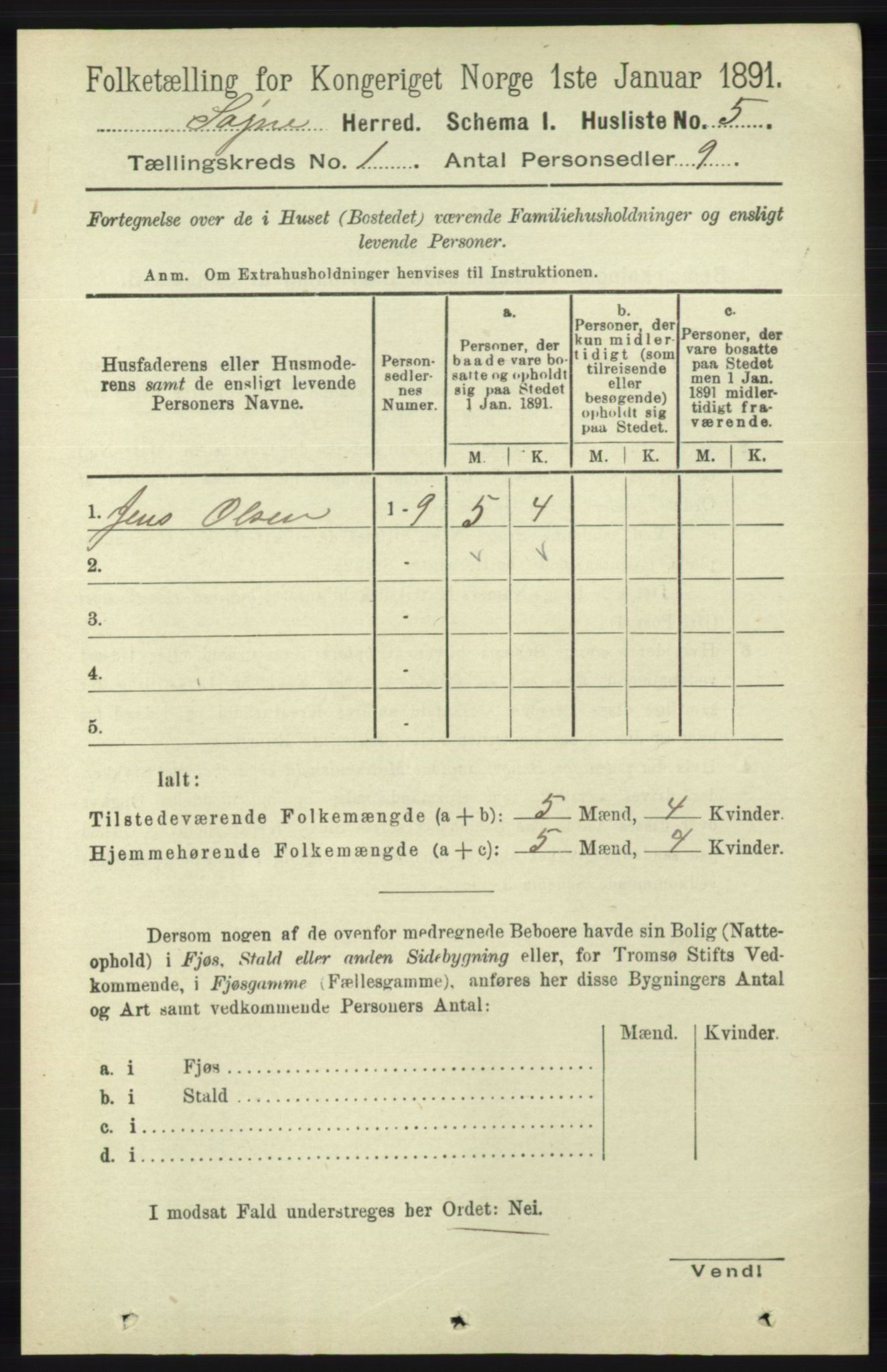 RA, Folketelling 1891 for 1018 Søgne herred, 1891, s. 52