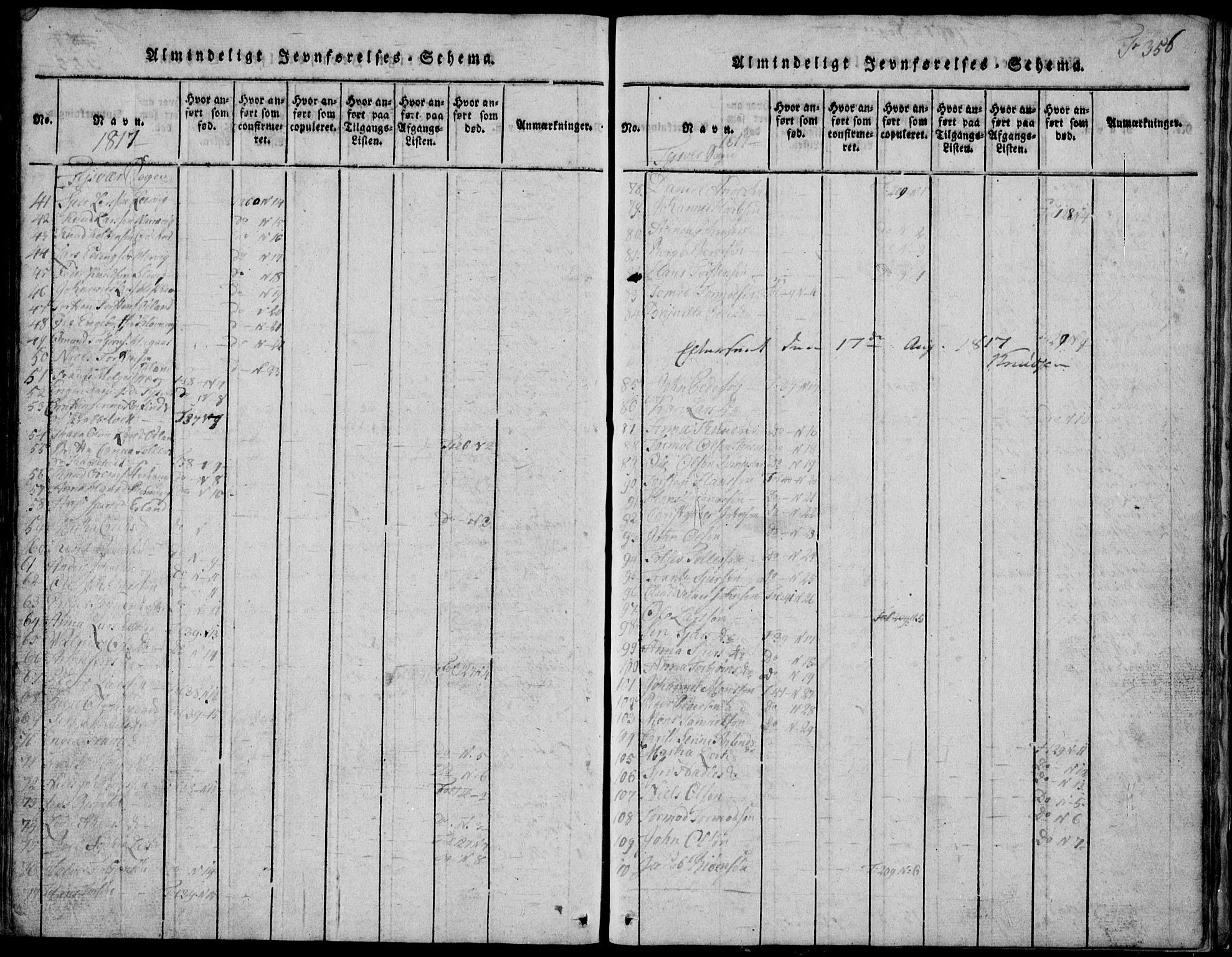 Skjold sokneprestkontor, AV/SAST-A-101847/H/Ha/Hab/L0002: Klokkerbok nr. B 2 /1, 1815-1830, s. 356