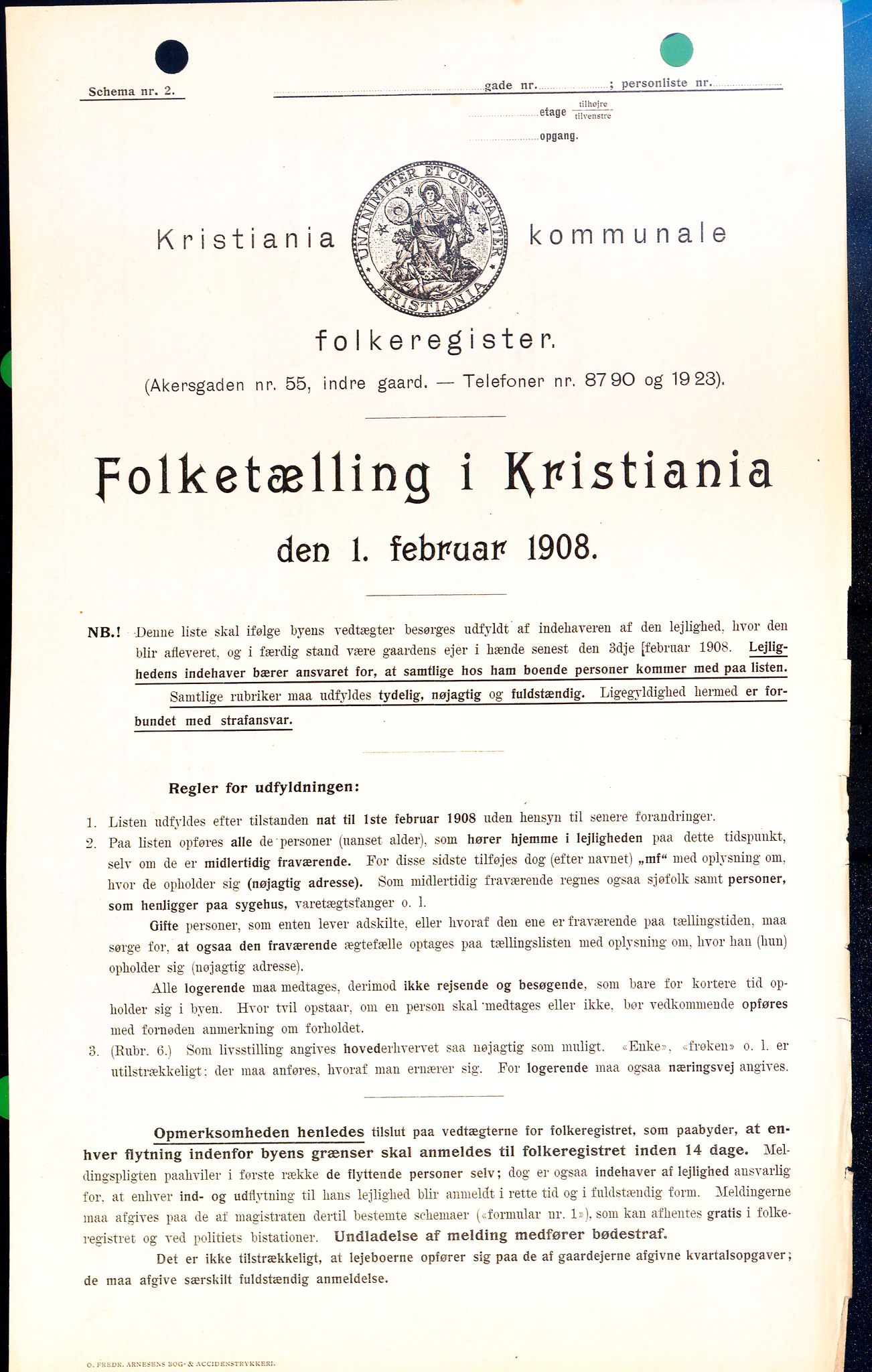 OBA, Kommunal folketelling 1.2.1908 for Kristiania kjøpstad, 1908, s. 42308