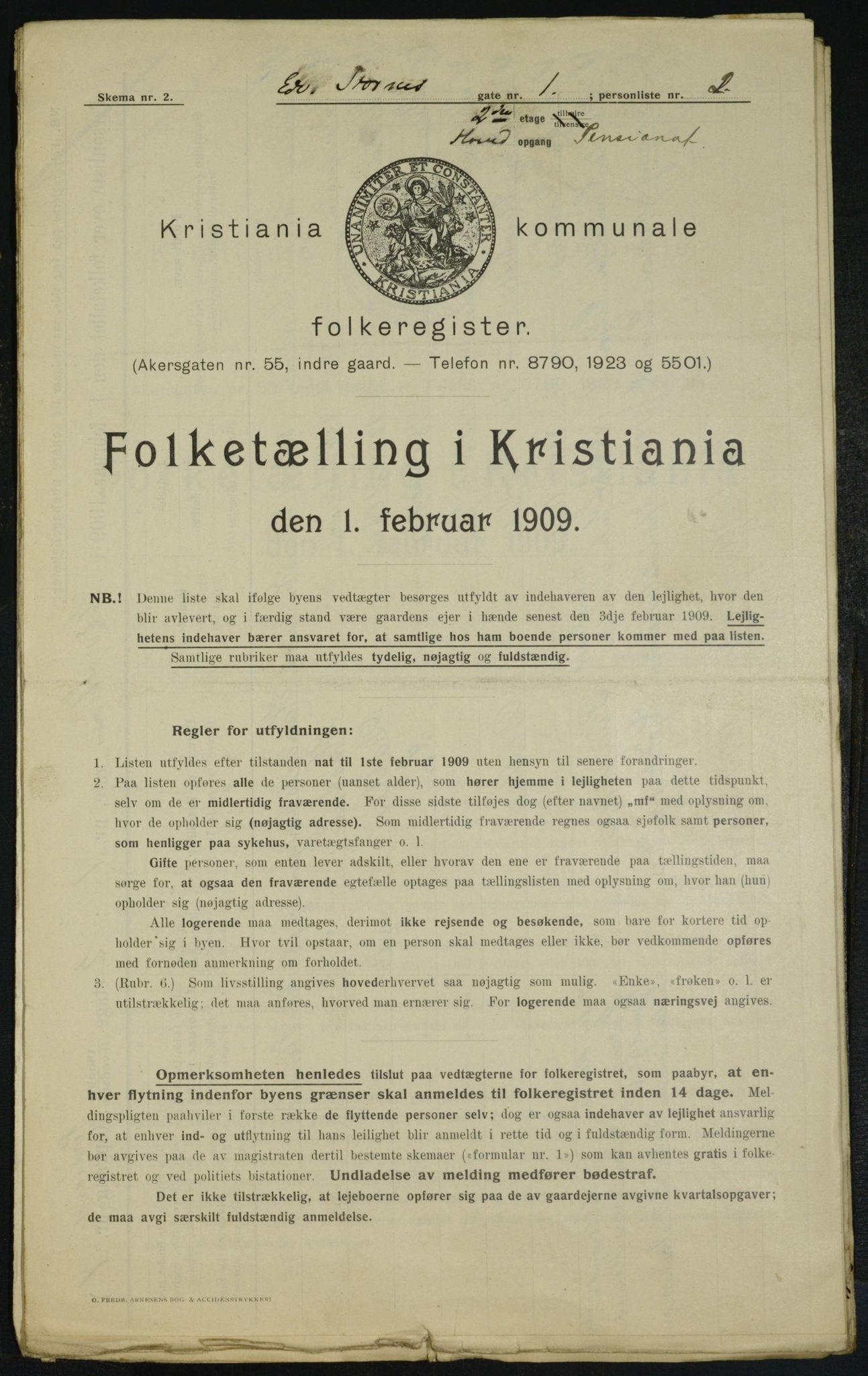 OBA, Kommunal folketelling 1.2.1909 for Kristiania kjøpstad, 1909, s. 17063