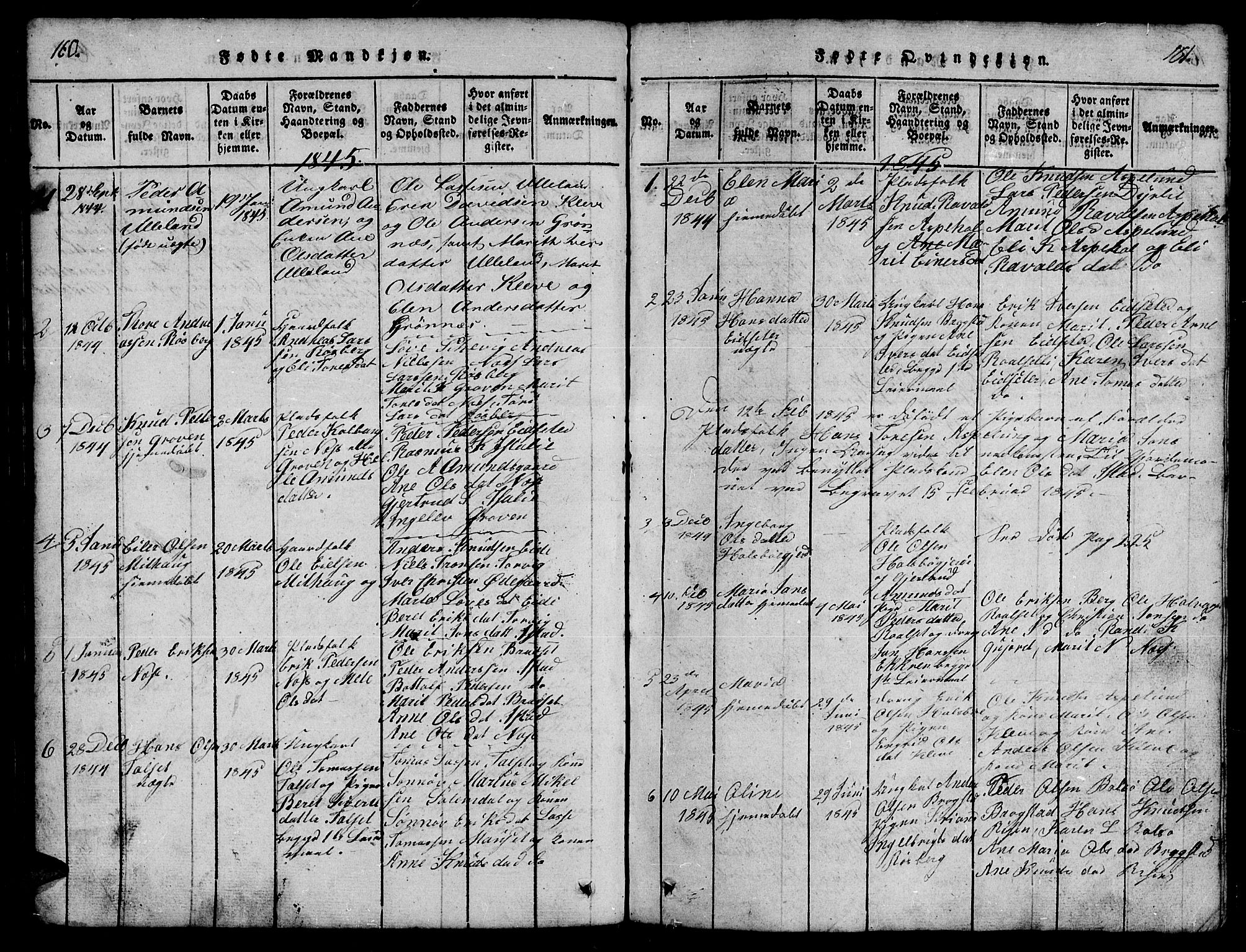 Ministerialprotokoller, klokkerbøker og fødselsregistre - Møre og Romsdal, AV/SAT-A-1454/557/L0683: Klokkerbok nr. 557C01, 1818-1862, s. 160-161