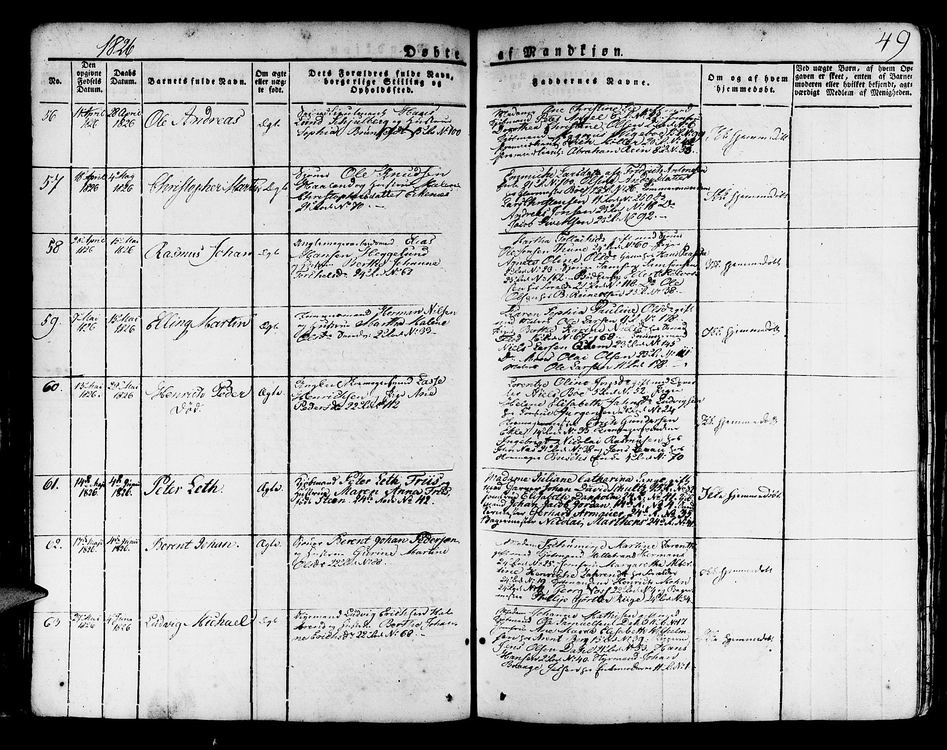 Korskirken sokneprestembete, AV/SAB-A-76101/H/Haa/L0014: Ministerialbok nr. A 14, 1823-1835, s. 49