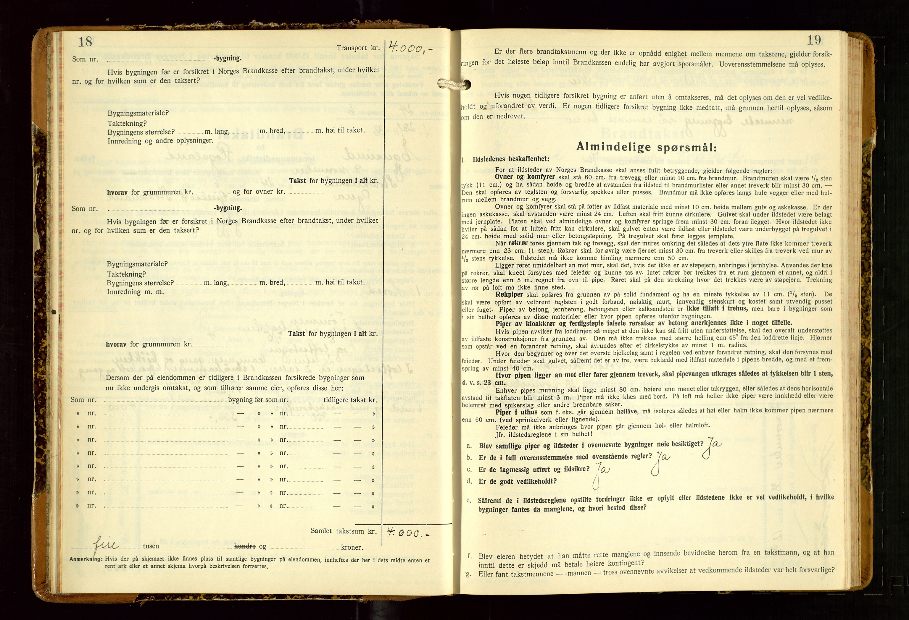 Eigersund lensmannskontor, AV/SAST-A-100171/Gob/L0007: "Brandtakstprotokoll", 1938-1955, s. 18-19