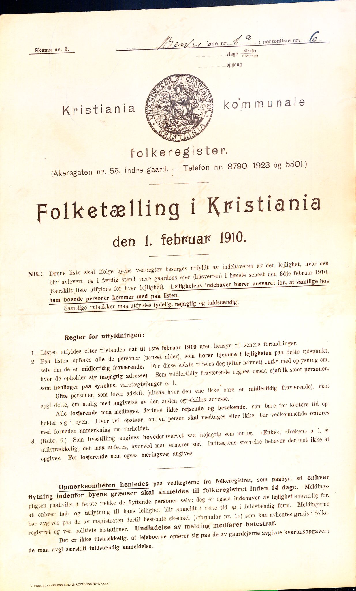 OBA, Kommunal folketelling 1.2.1910 for Kristiania, 1910, s. 3364