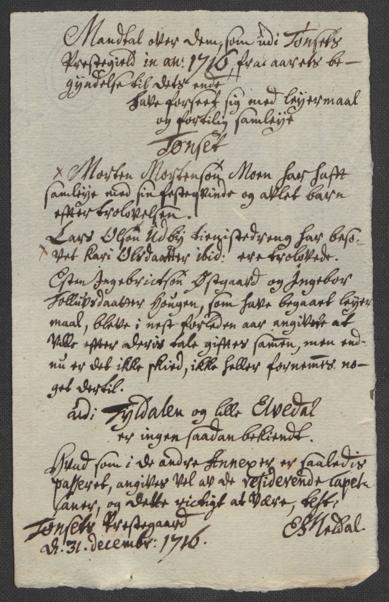 Rentekammeret inntil 1814, Reviderte regnskaper, Fogderegnskap, RA/EA-4092/R13/L0855: Fogderegnskap Solør, Odal og Østerdal, 1716, s. 274