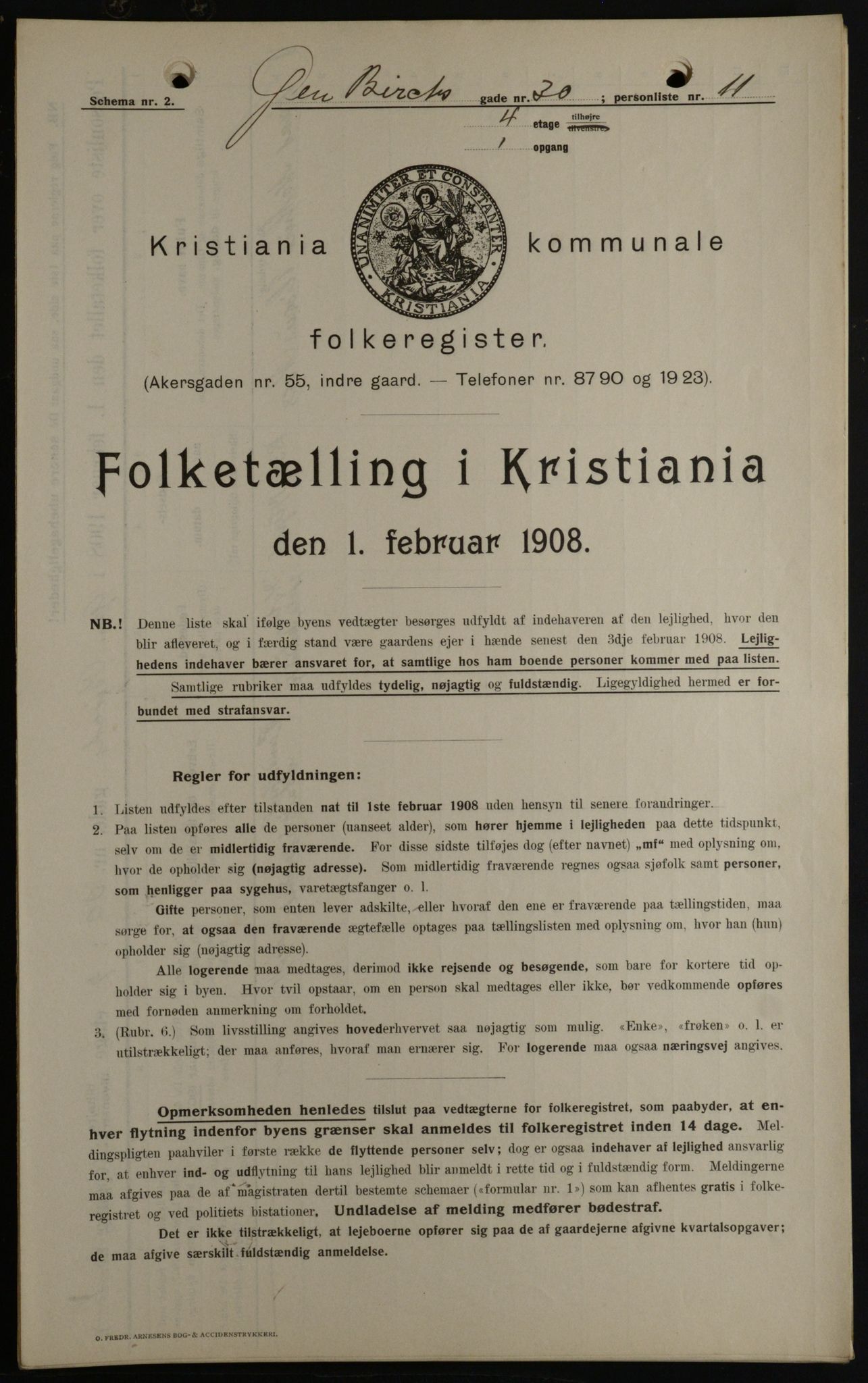 OBA, Kommunal folketelling 1.2.1908 for Kristiania kjøpstad, 1908, s. 26188