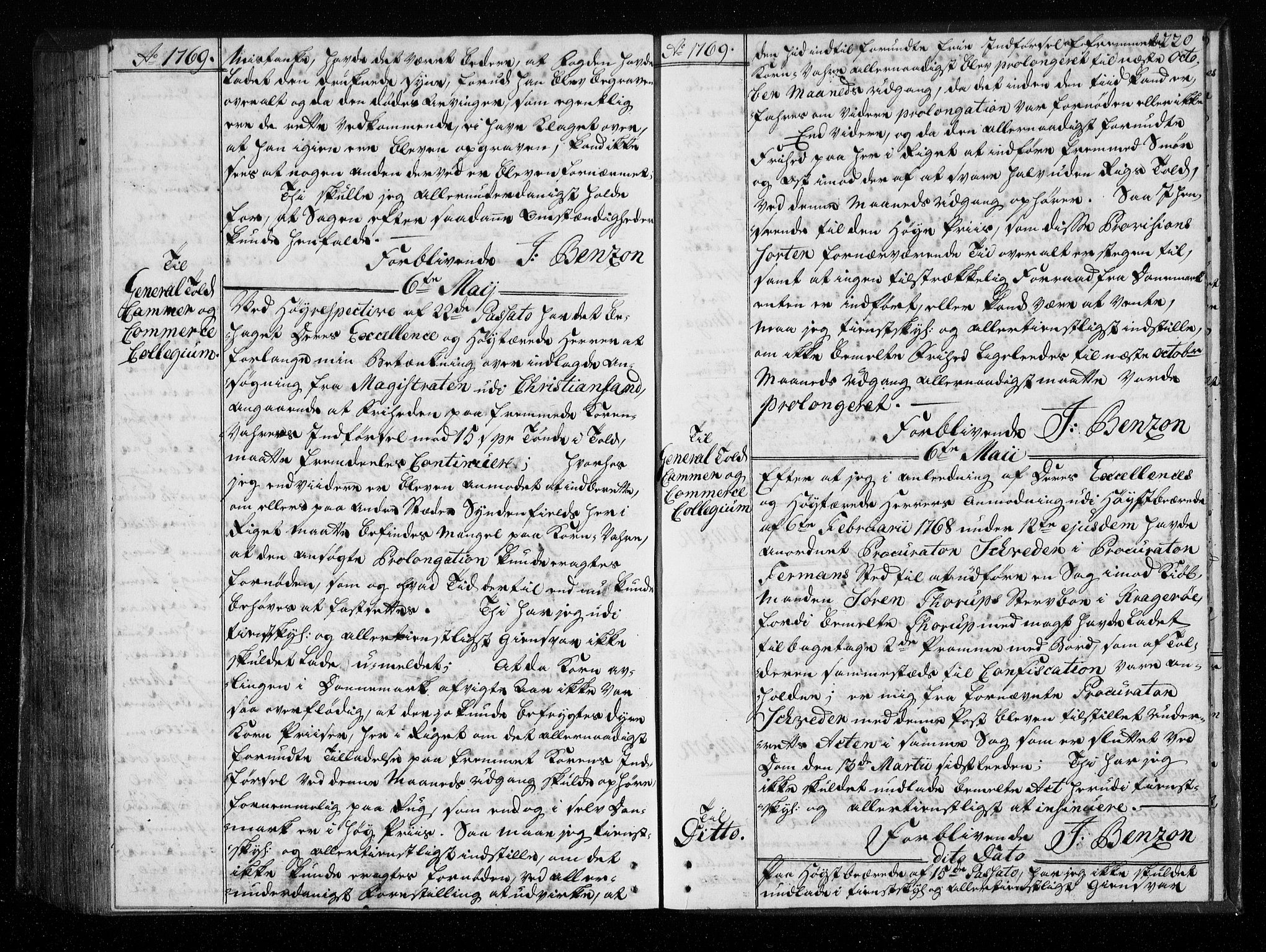 Stattholderembetet 1572-1771, AV/RA-EA-2870/Bf/L0007: Stattholderprotokoll (allmenn kopibok), 1768-1769, s. 219b-220a