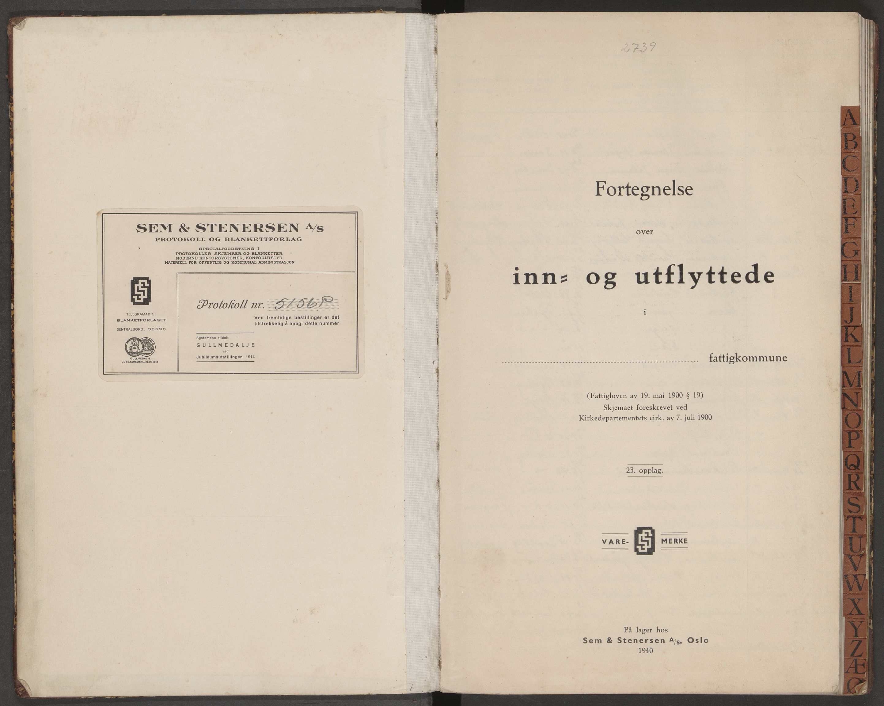Skjeberg folkeregister, SAO/A-10495/K/Ka/L0002: Fortegnelse over inn- og utflyttede, 1942-1943