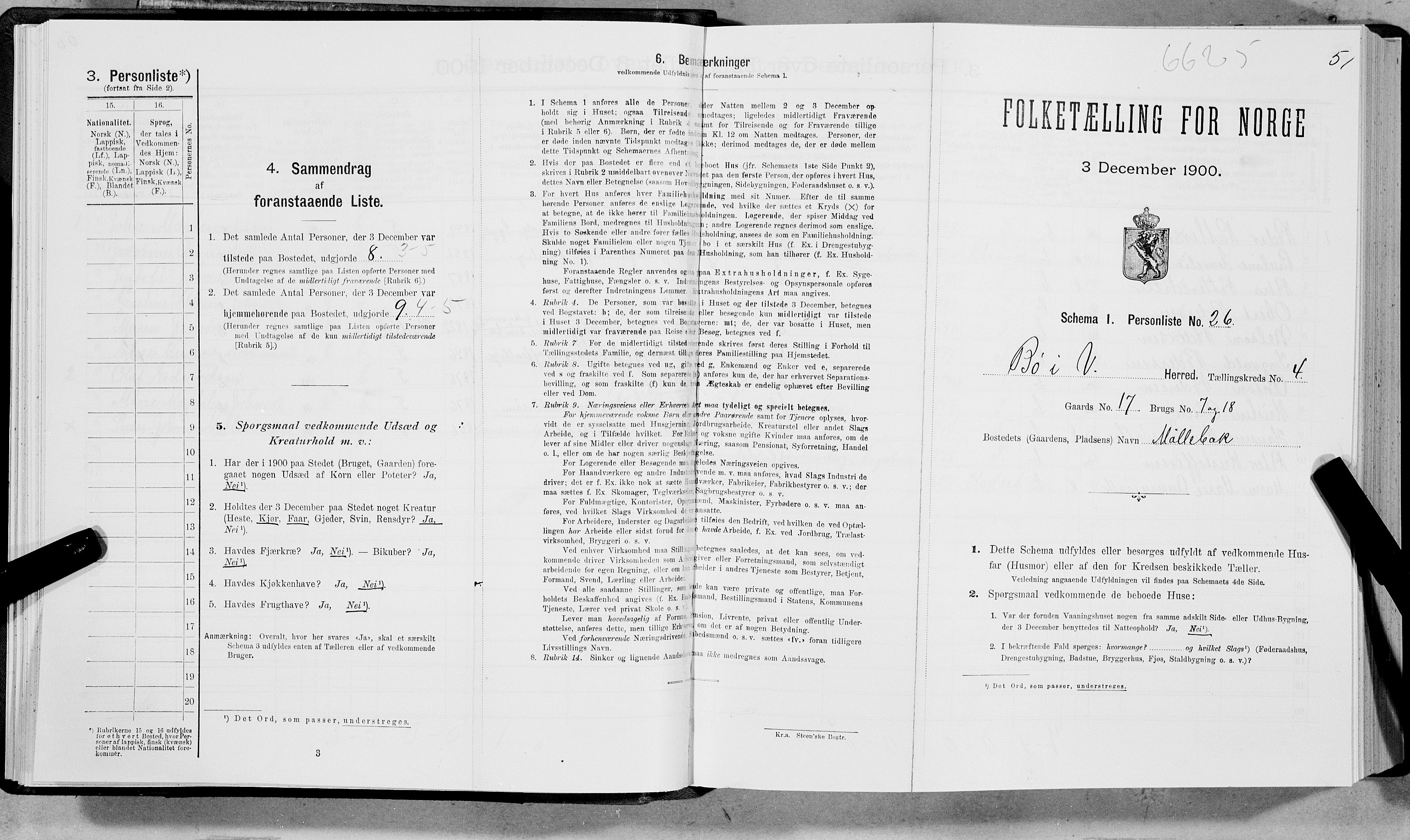 SAT, Folketelling 1900 for 1867 Bø herred, 1900, s. 461