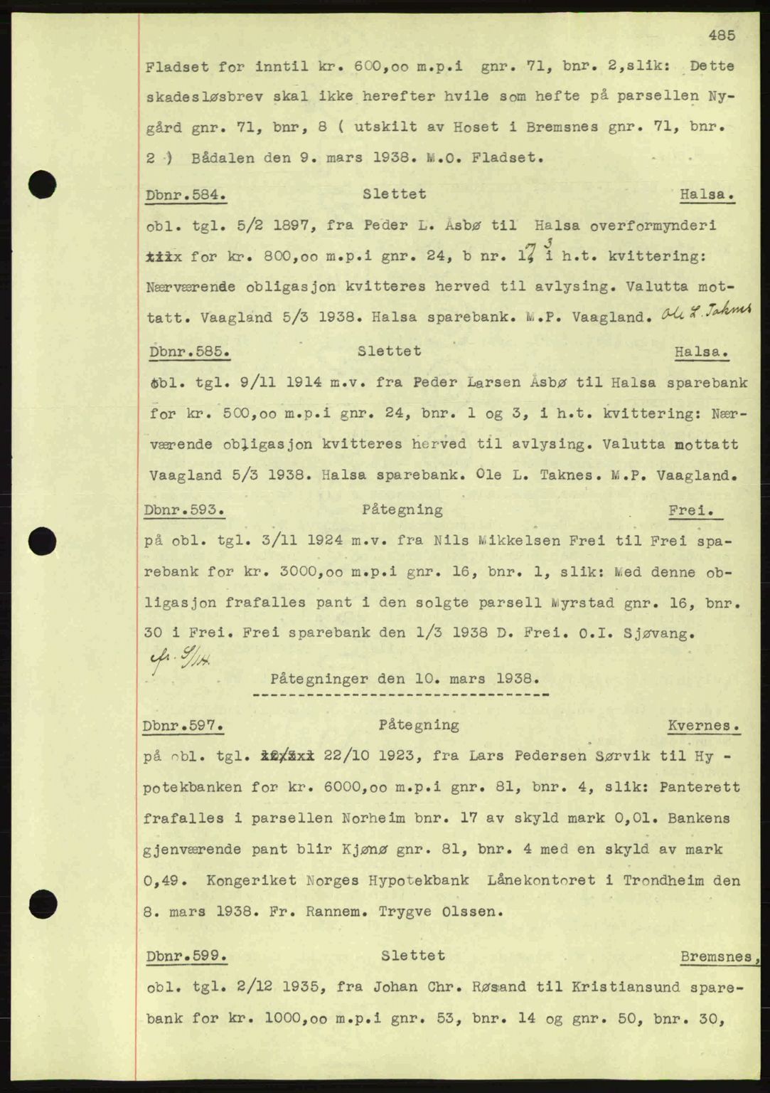 Nordmøre sorenskriveri, SAT/A-4132/1/2/2Ca: Pantebok nr. C80, 1936-1939, Dagboknr: 584/1938