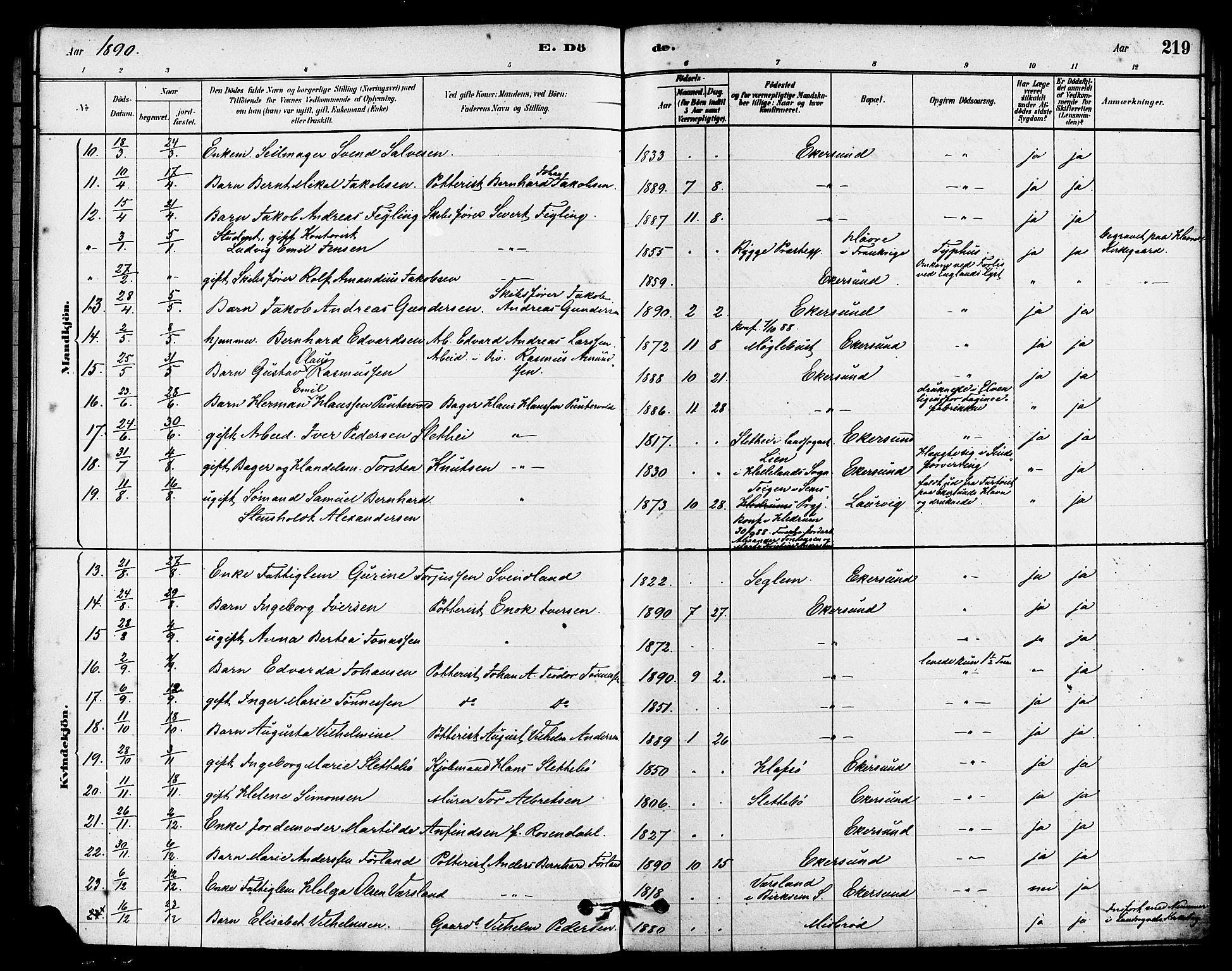 Eigersund sokneprestkontor, AV/SAST-A-101807/S08/L0015: Ministerialbok nr. A 15, 1879-1892, s. 219