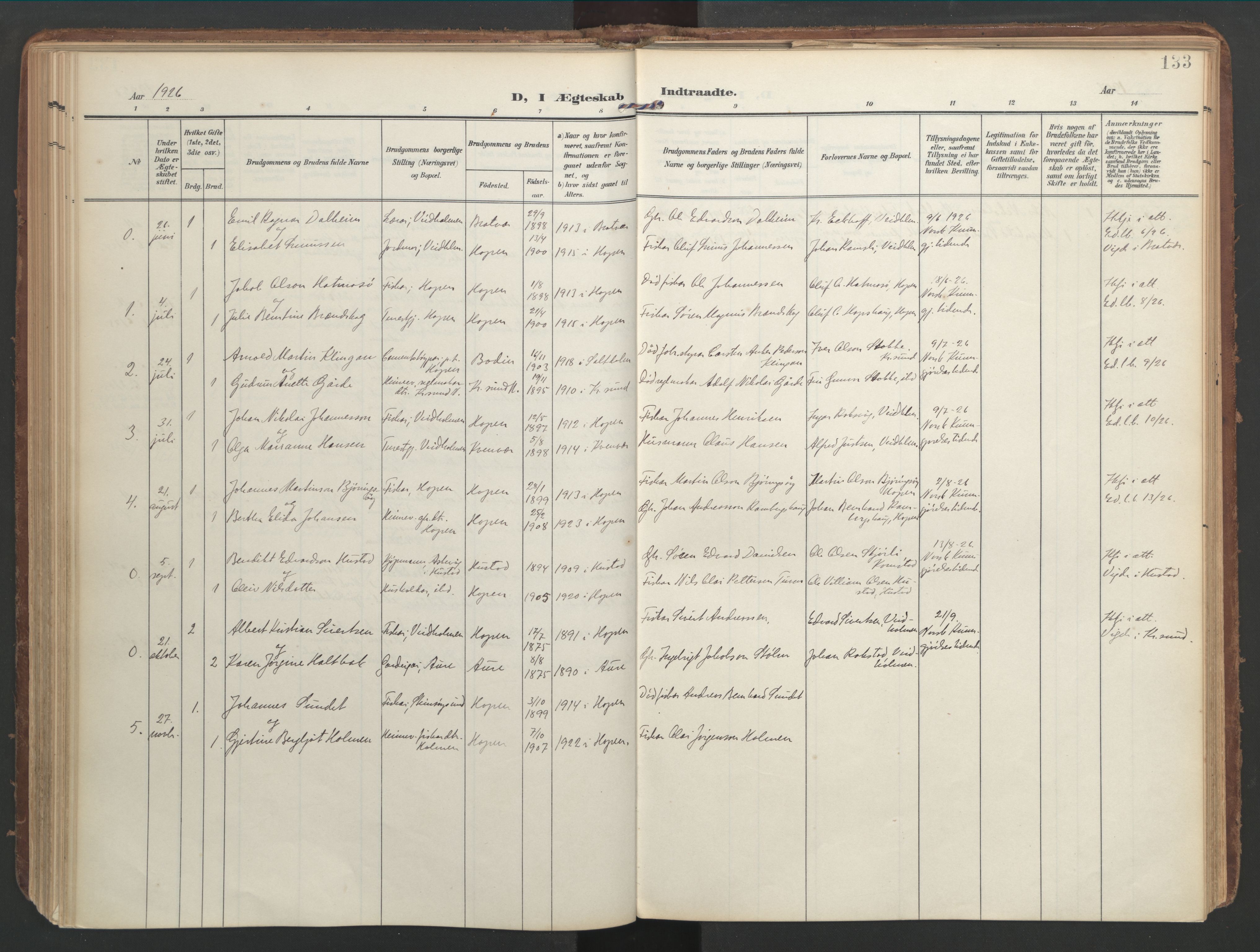 Ministerialprotokoller, klokkerbøker og fødselsregistre - Møre og Romsdal, SAT/A-1454/583/L0955: Ministerialbok nr. 583A02, 1907-1926, s. 133